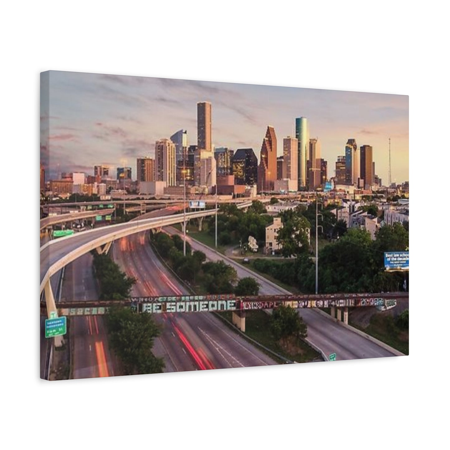 Highway In Houston Skyline Wall Art & Canvas Prints