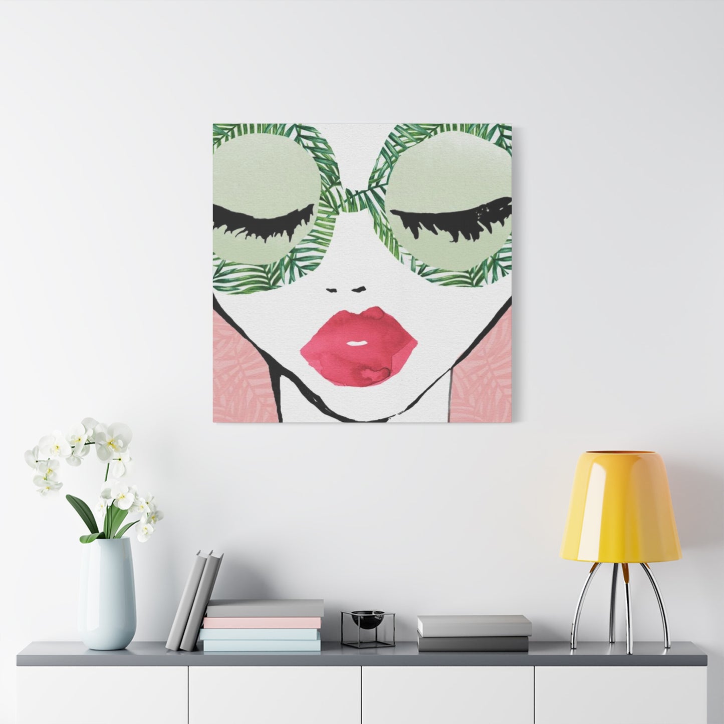 Pink Lips Model Painting Wall Art & Canvas Prints