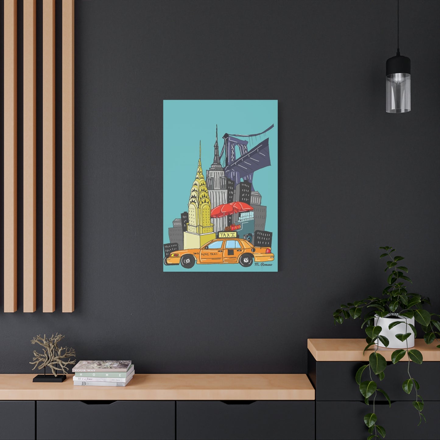 Manhattan & Taxi in New York City Skyline Wall Art & Canvas Prints