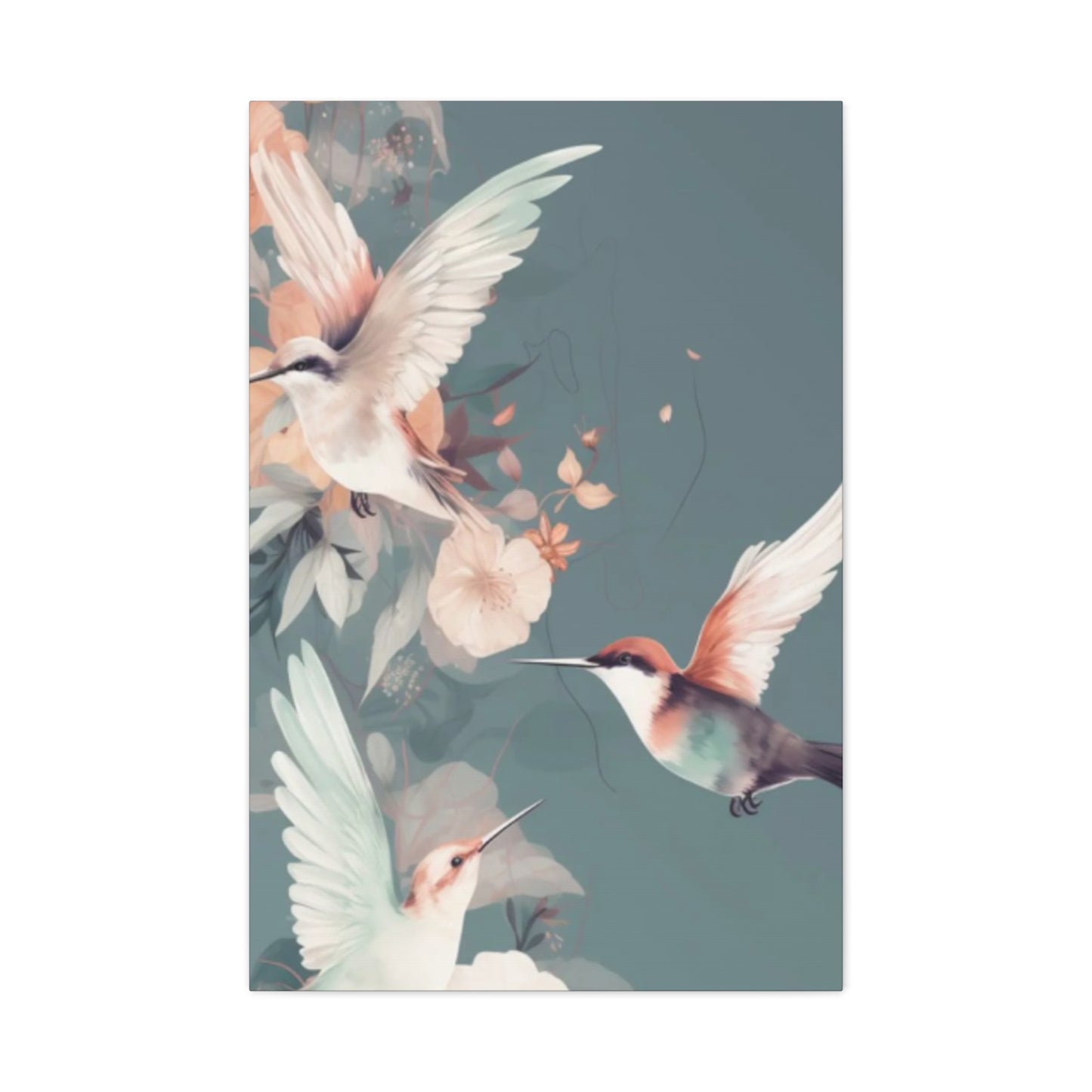 White Humming Birds Painting Wall Art & Canvas Prints