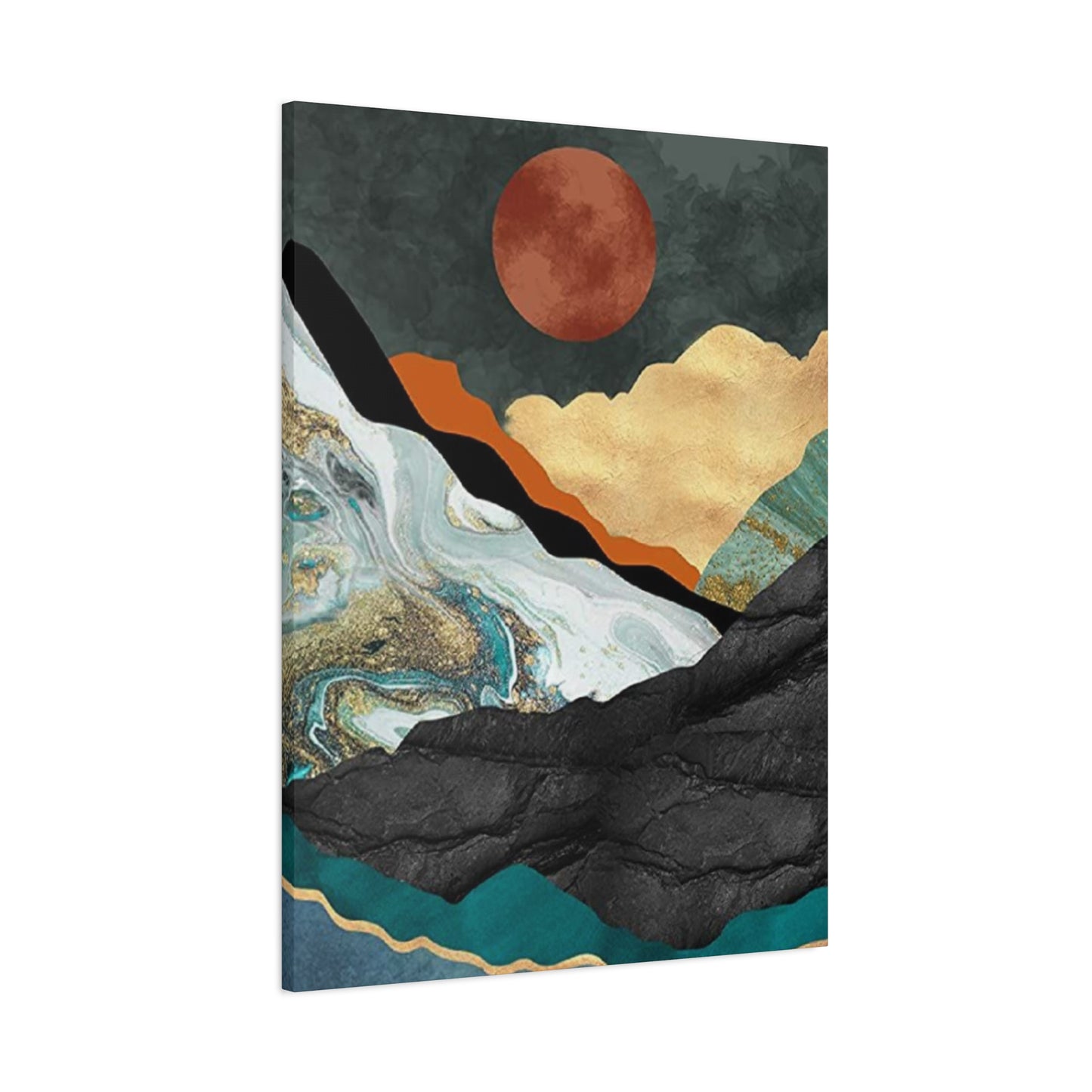 Full Moon In Mountains Modernism Wall Art & Canvas Prints