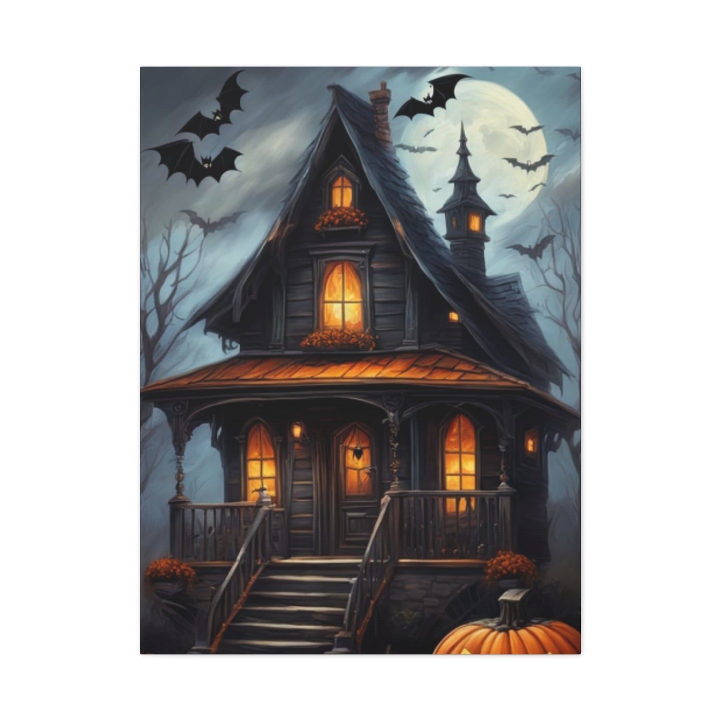 Halloween House Painting Wall Art & Canvas Prints