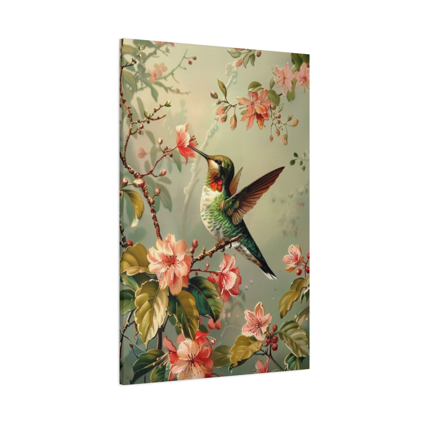 Flower & Humming Bird Candid Painting Wall Art & Canvas Prints