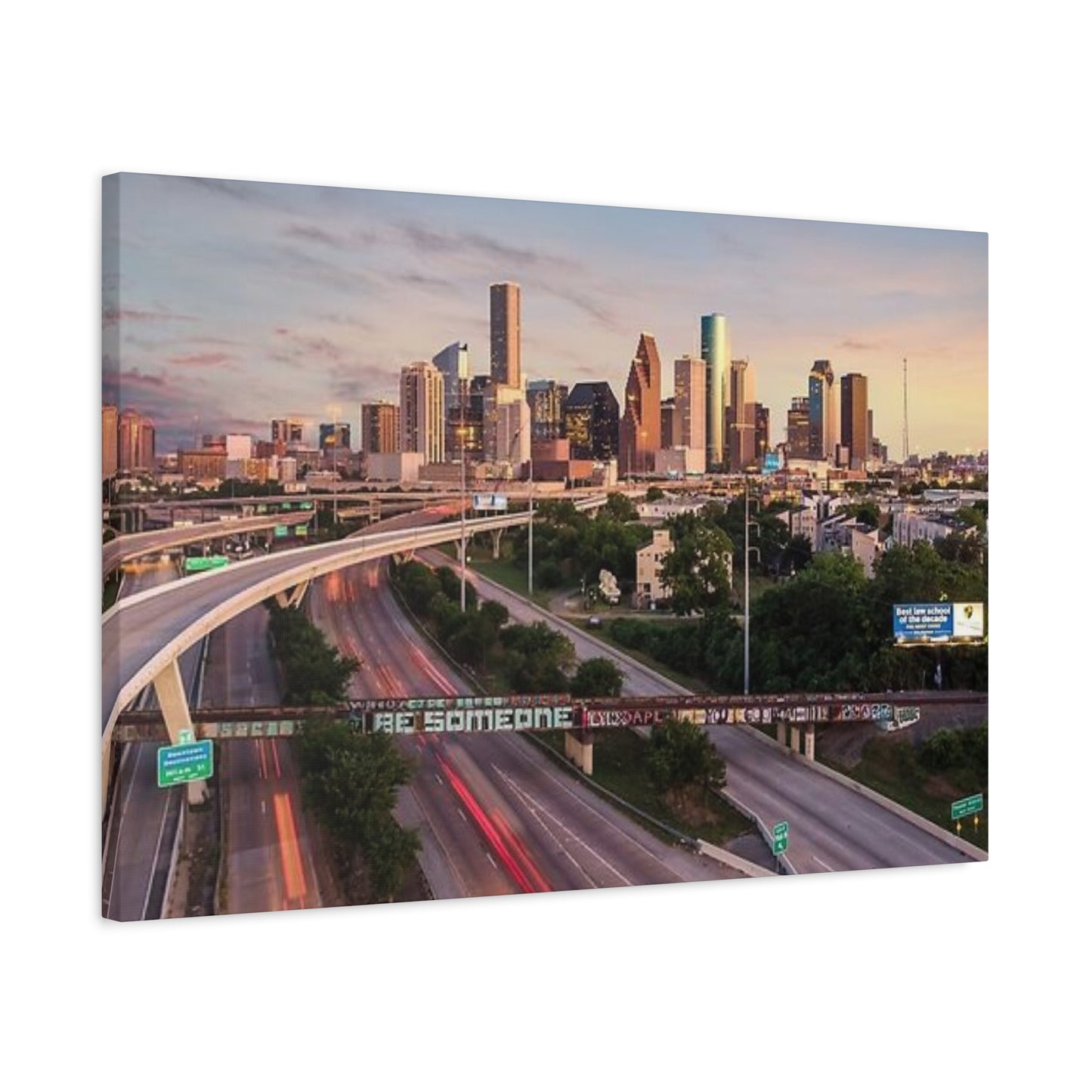 Highway In Houston Skyline Wall Art & Canvas Prints