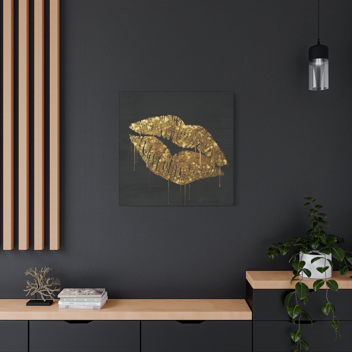 Golden Lips Wall Art & Canvas Prints