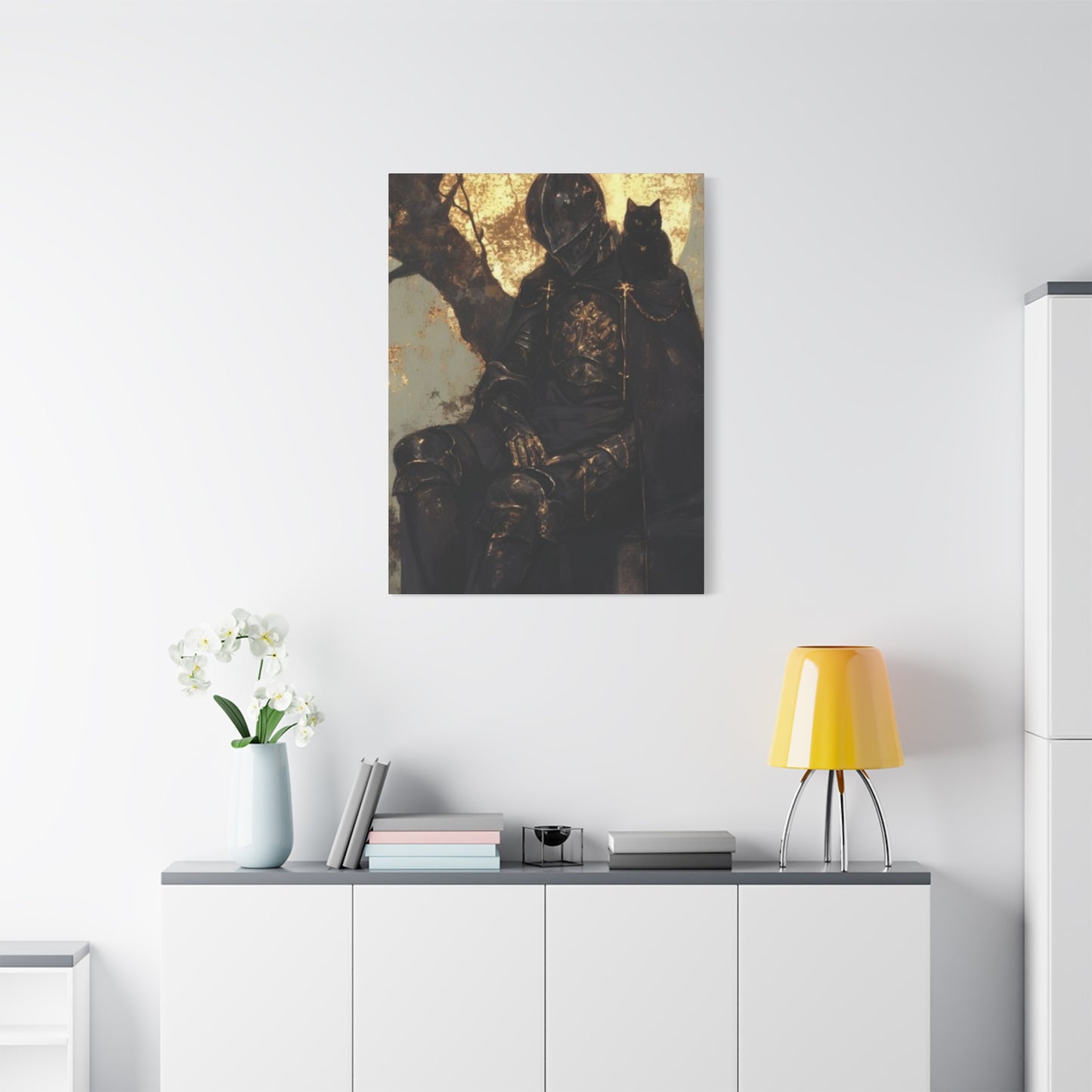 Warrior with Black Cat Wall Art & Canvas Prints