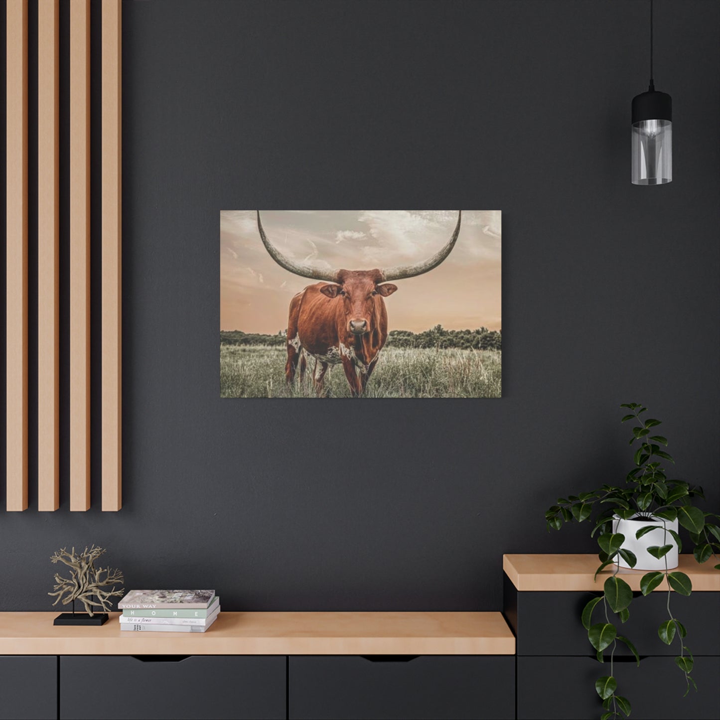 Hairy Buffalo U Shaped Long Horns Wall Art & Canvas Prints