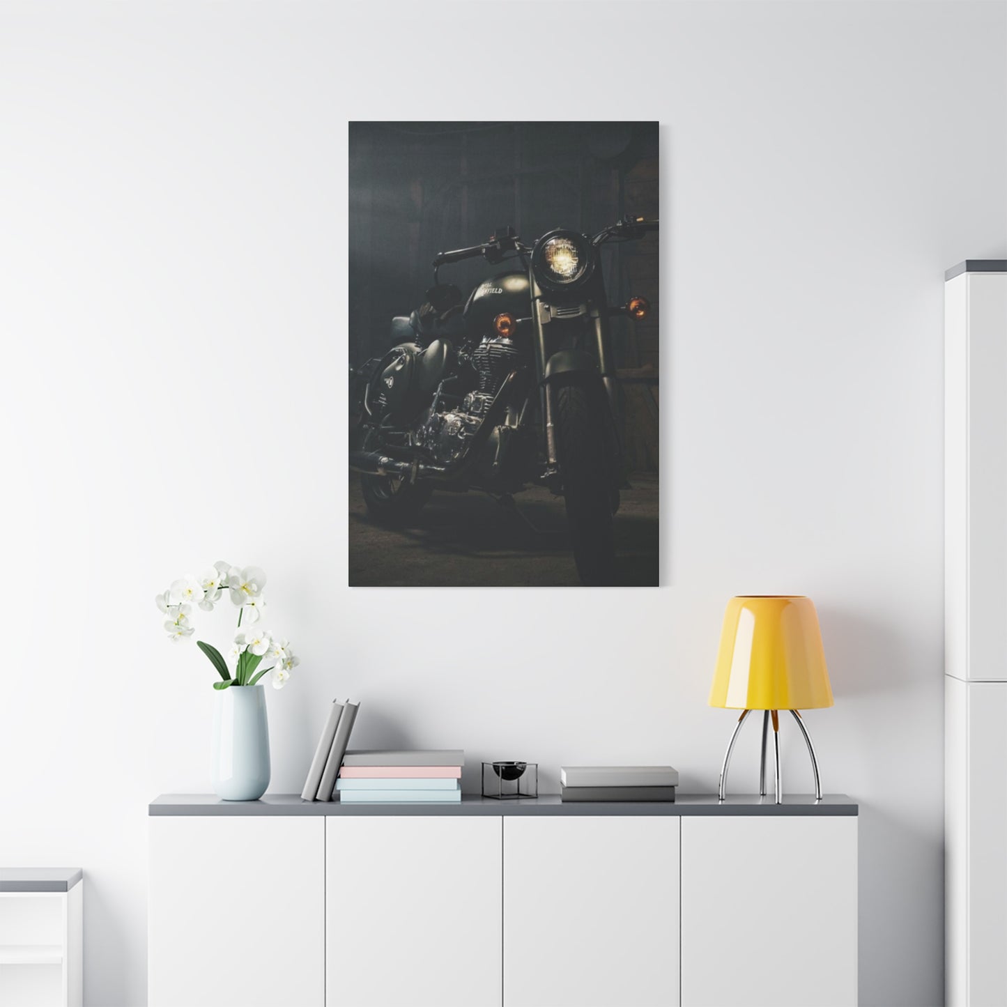 Black Classic Royal Enfield Motorcycle Wall Art & Canvas Prints