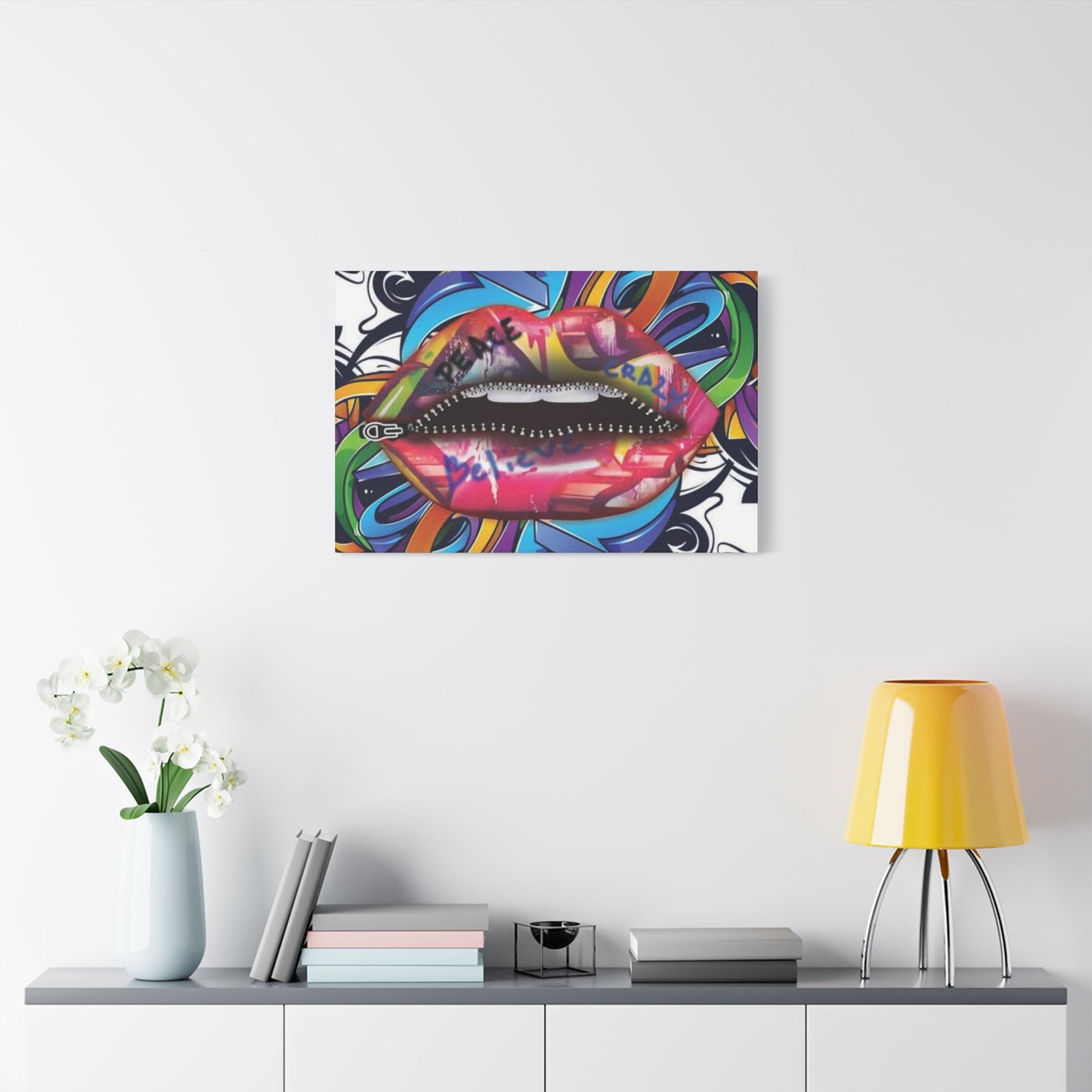 Zipper Lips Wall Art & Canvas Prints