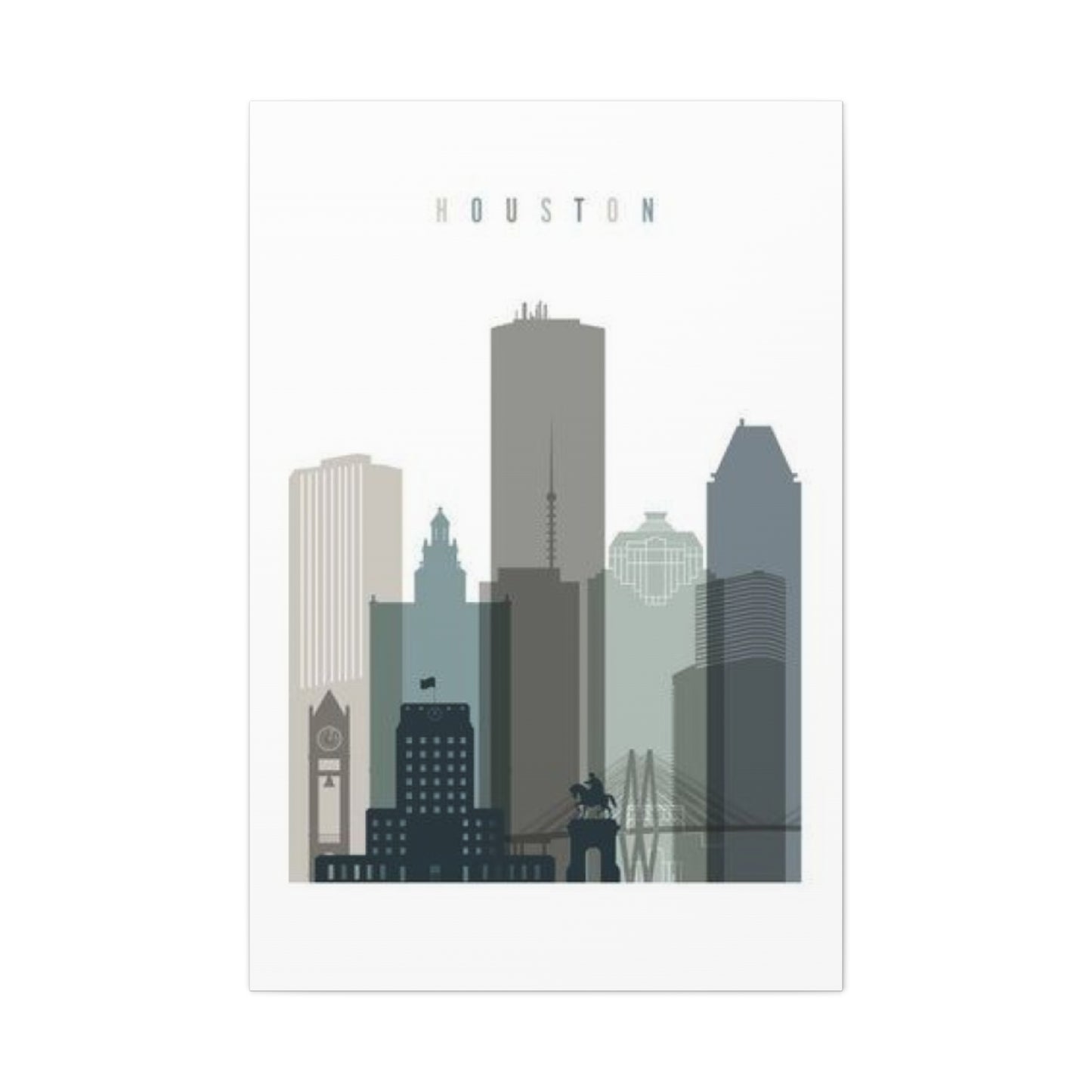 Houston Skyline Painting Wall Art & Canvas Prints