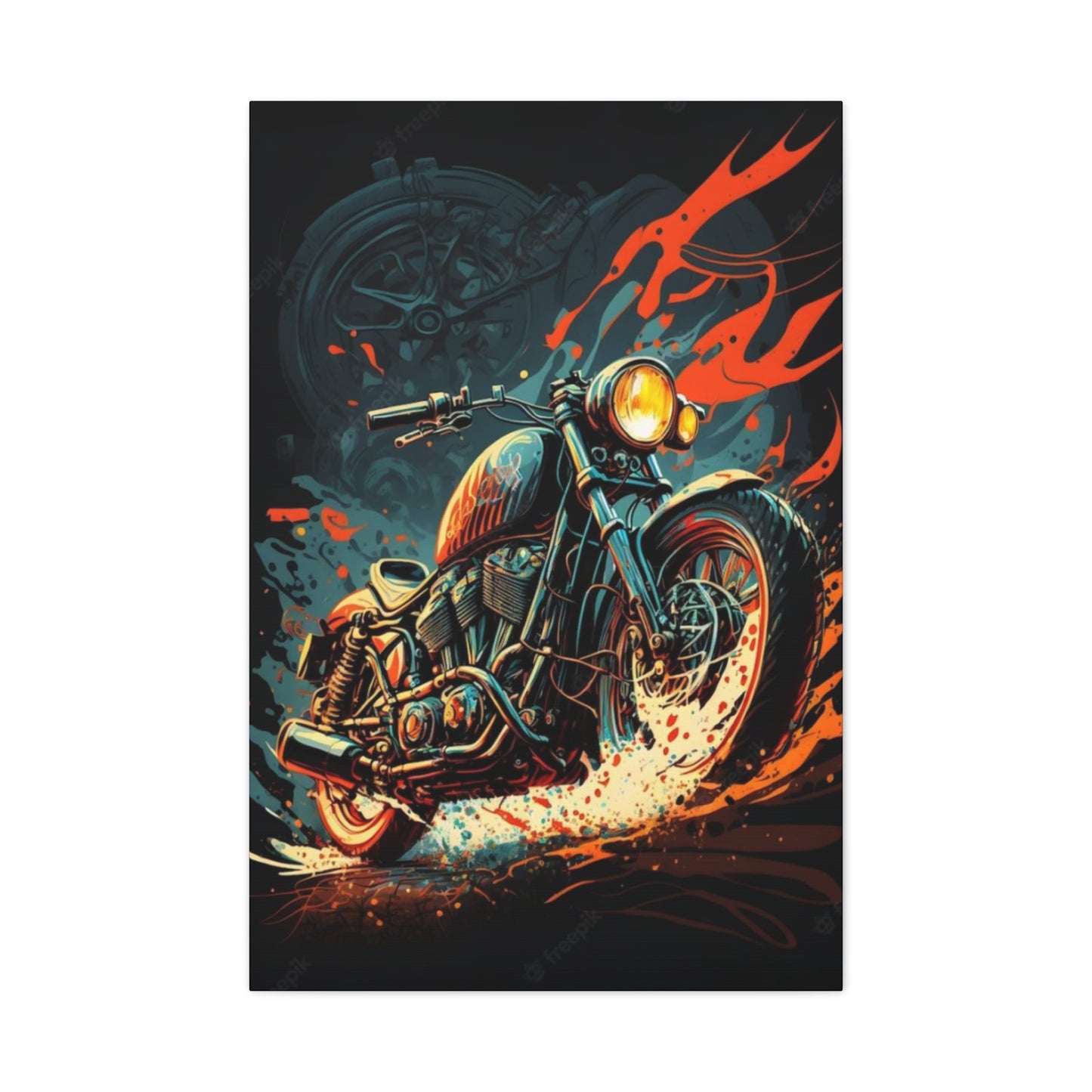 Black Ghost Rider Motorcycle Wall Art & Canvas Prints