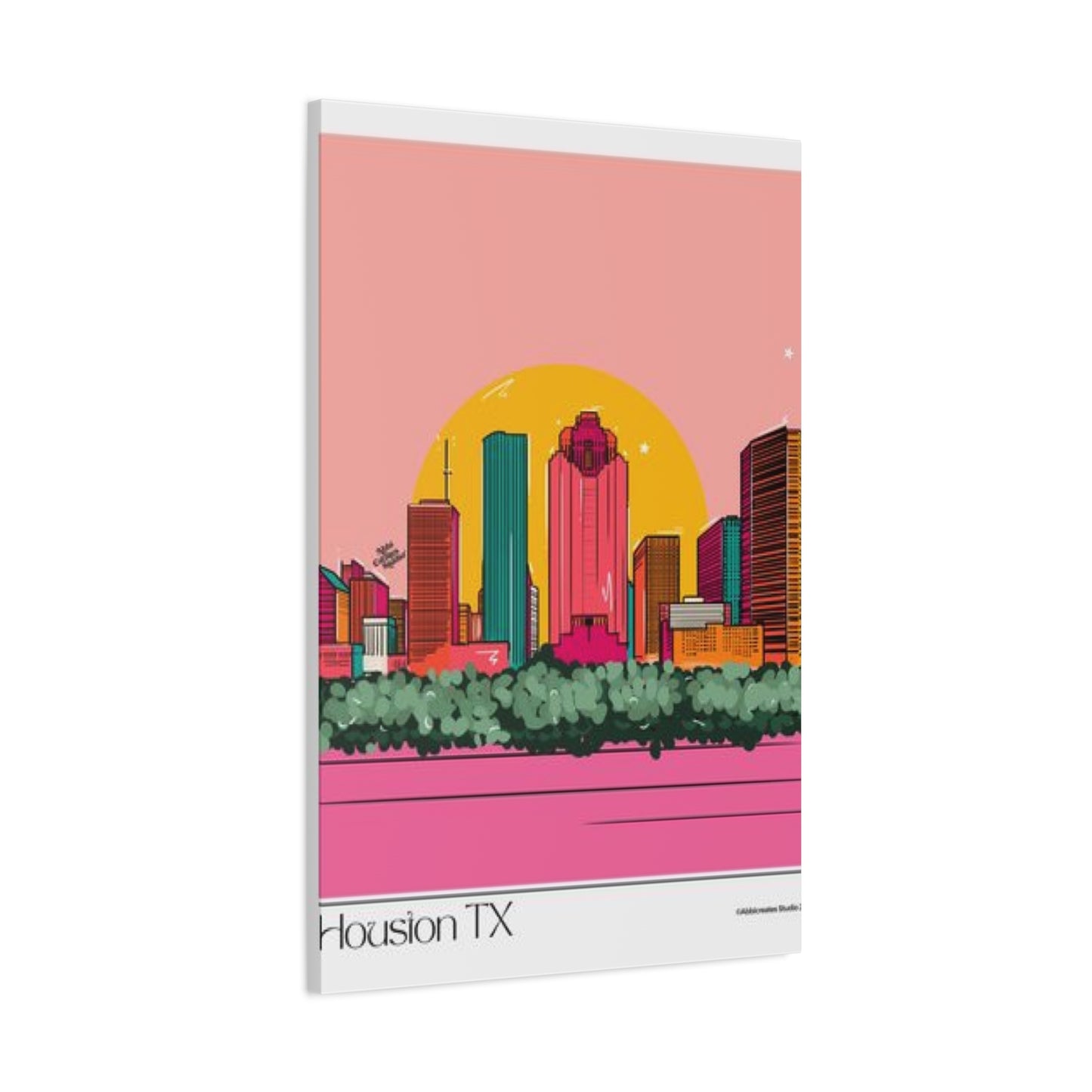 Color Houston Skyline Silhouette Wall Art & Canvas Prints