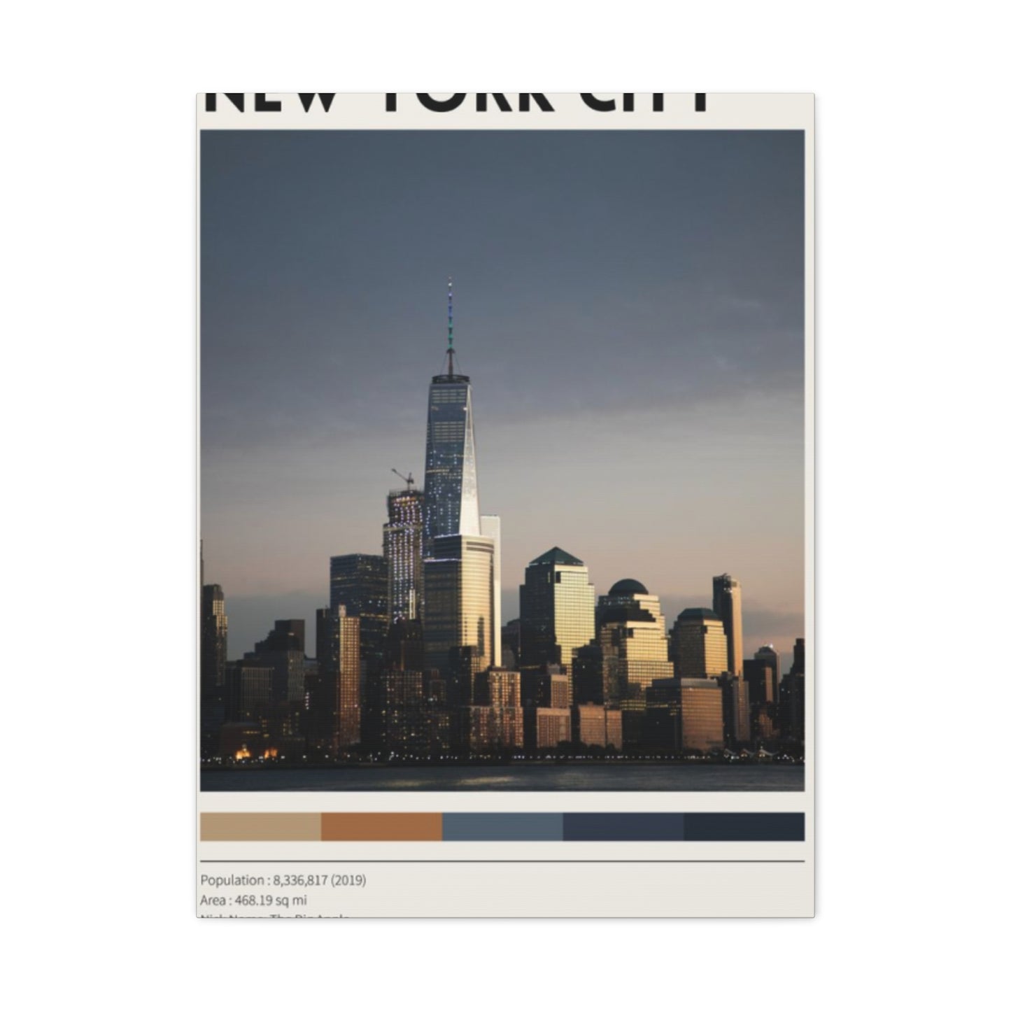 Manhattan Evening City Skyline Poster NYC Skyline Wall Art & Canvas Prints