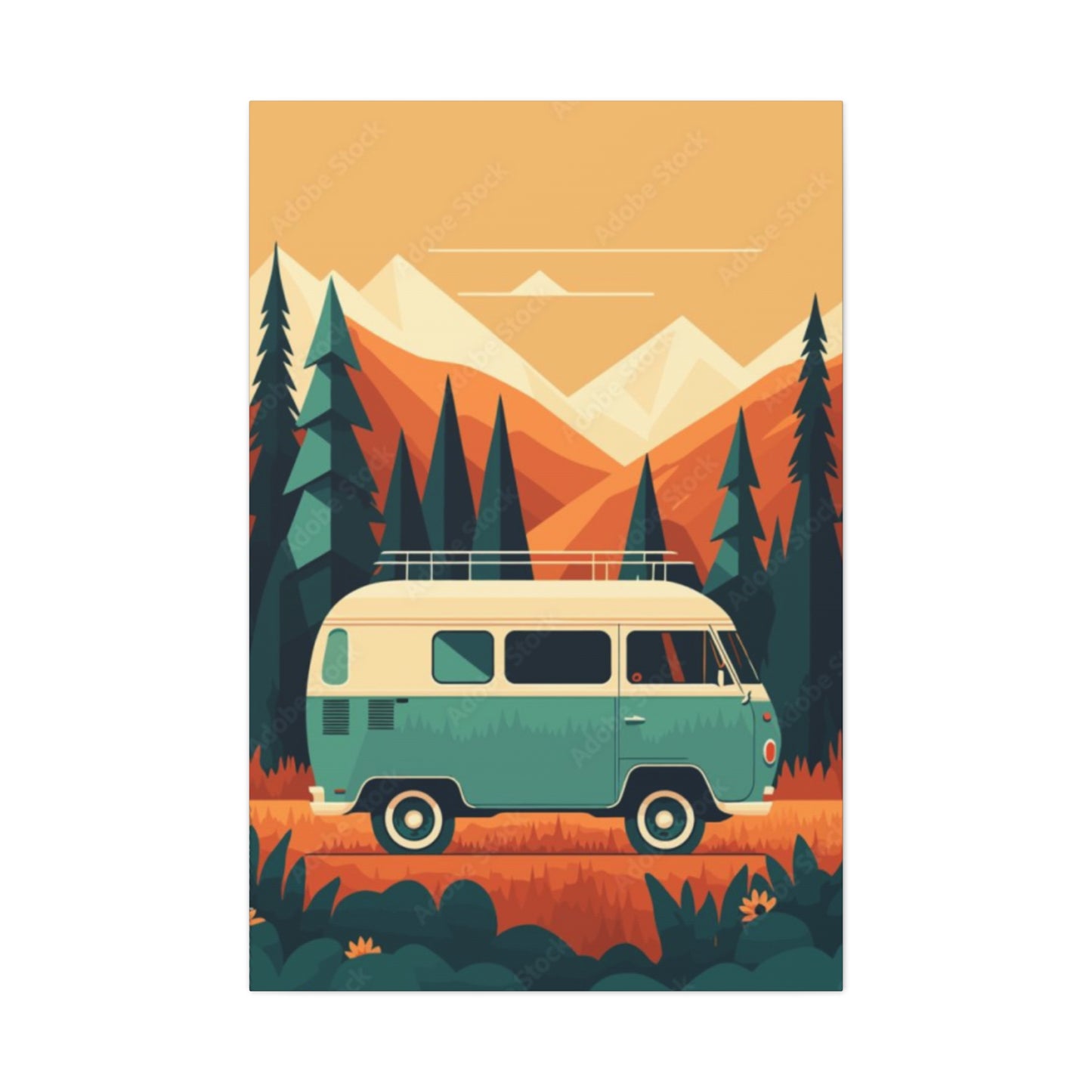 Camper Van in National Park Wall Art & Canvas Prints