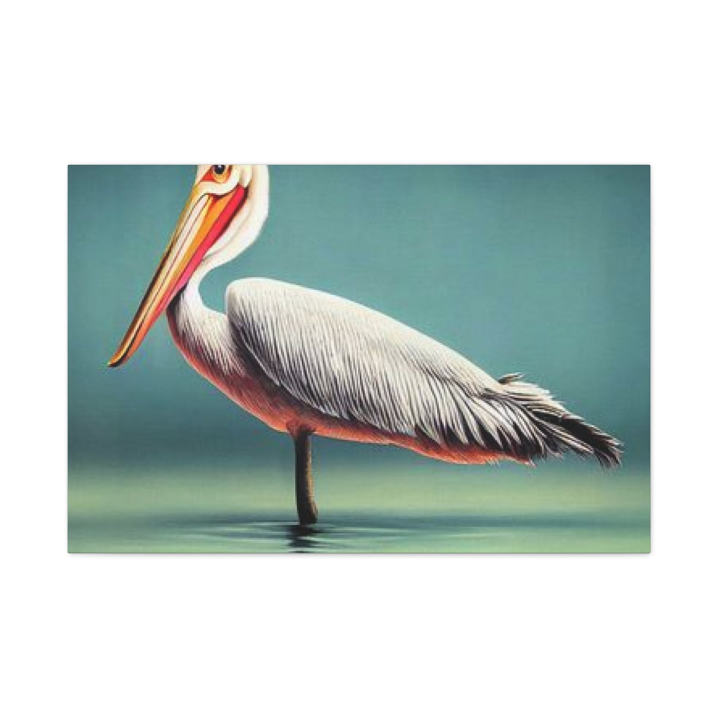 Long Beak Pelican In Pond Wall Art & Canvas Prints