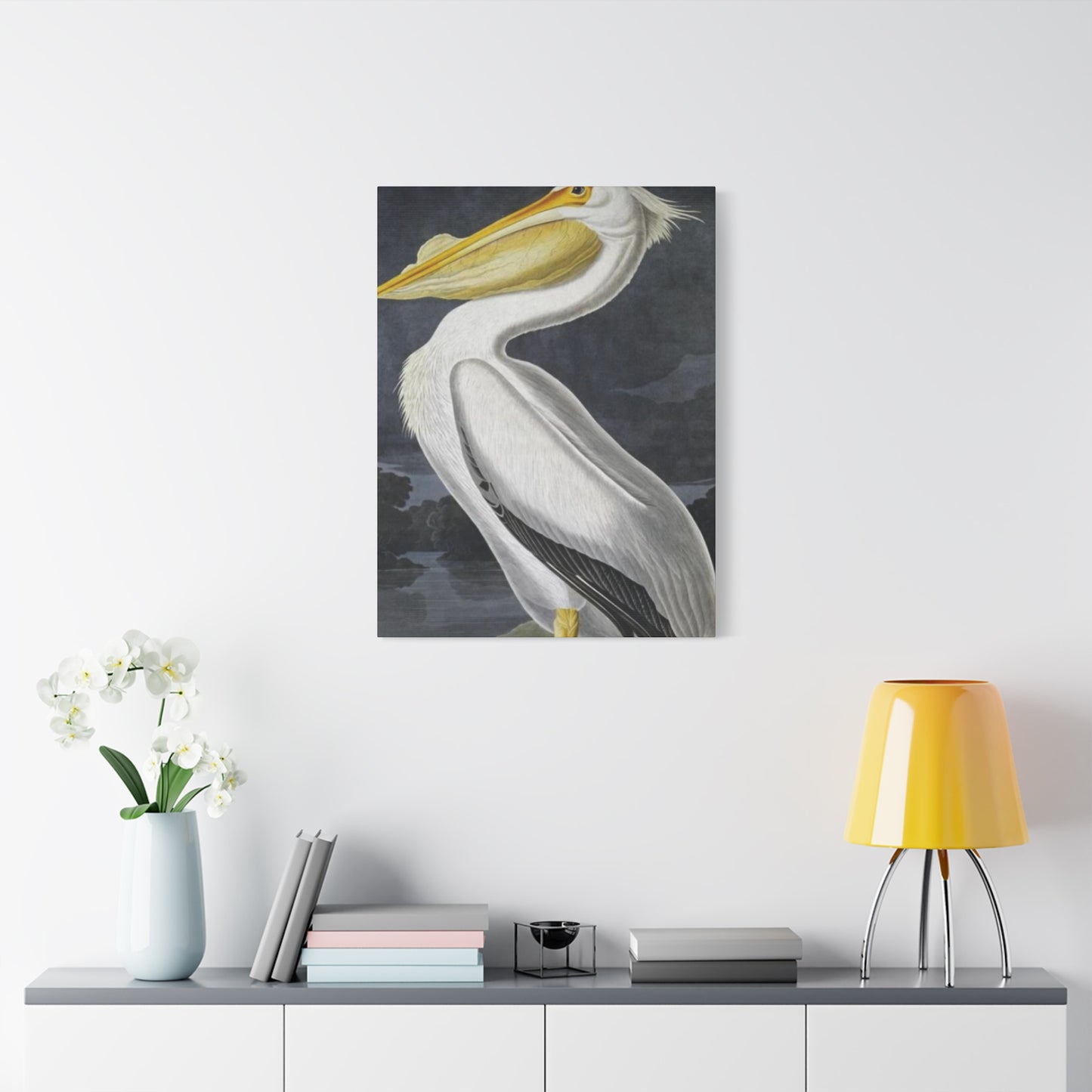 Long Fat Beak Pelican Candid Drawing Wall Art & Canvas Prints