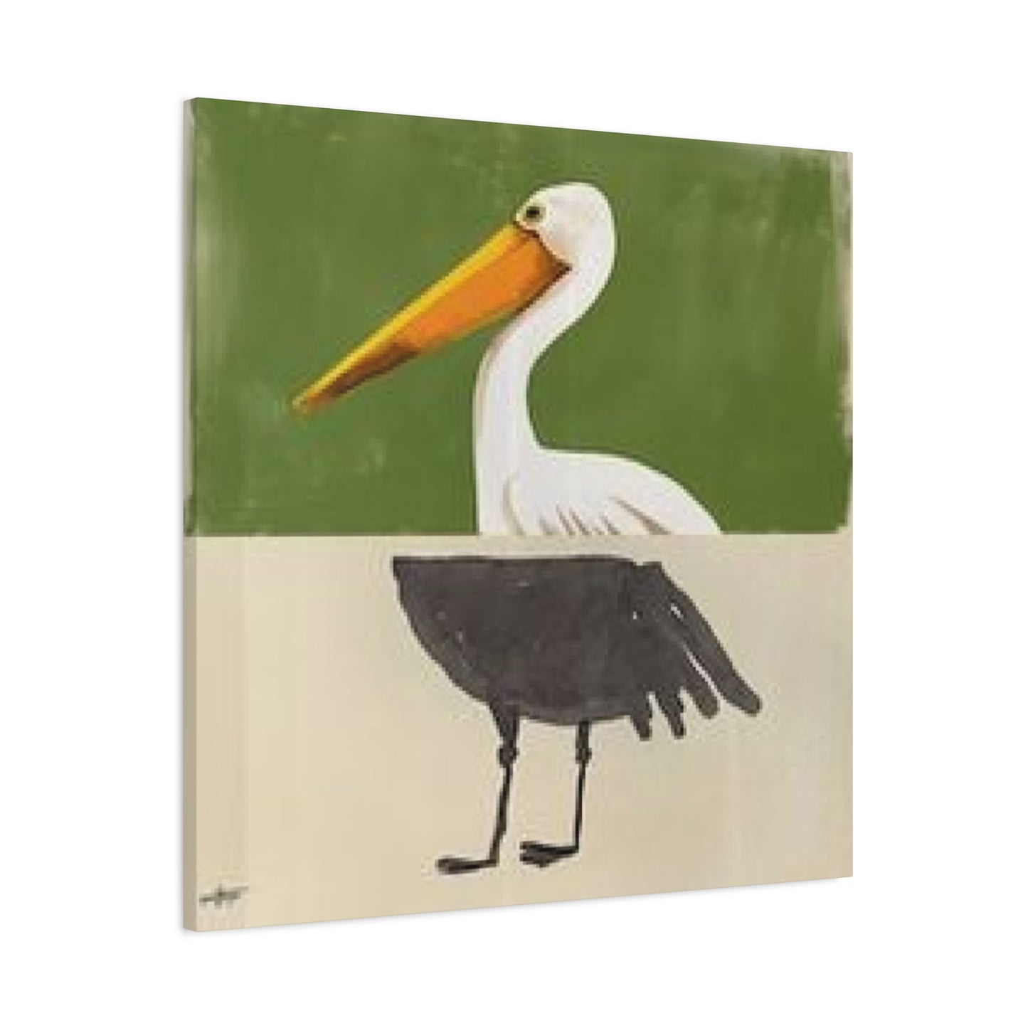 Black & White Pelican Cartoon Poster Wall Art & Canvas Prints