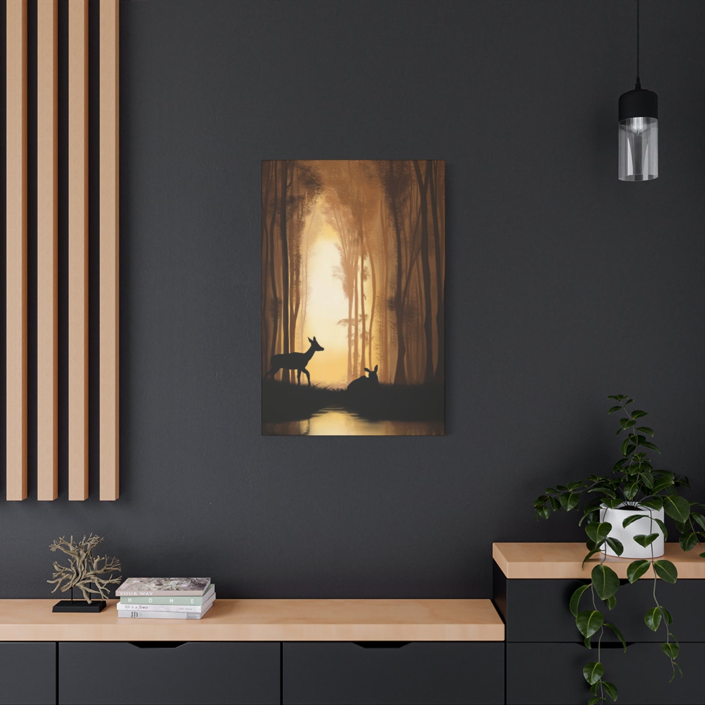 Deer Silhouette Forest Wall Art & Canvas Prints