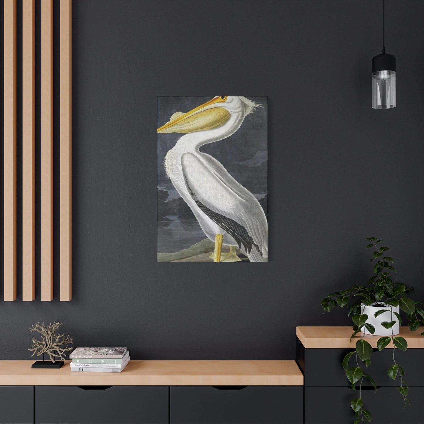 Long Fat Beak Pelican Candid Drawing Wall Art & Canvas Prints