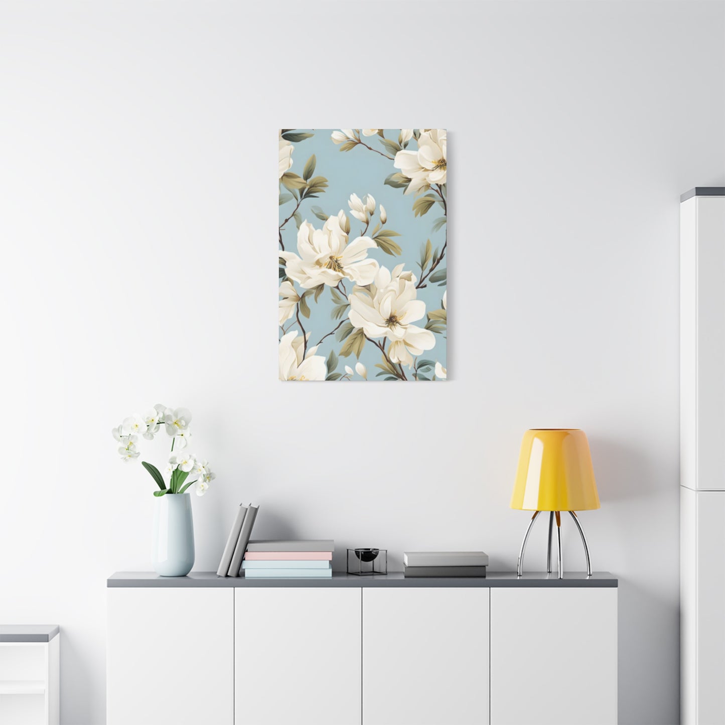 Blue Magnolia Flower Family Painting Wall Art & Canvas Prints