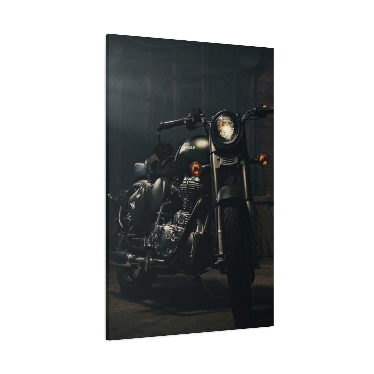 Black Classic Royal Enfield Motorcycle Wall Art & Canvas Prints