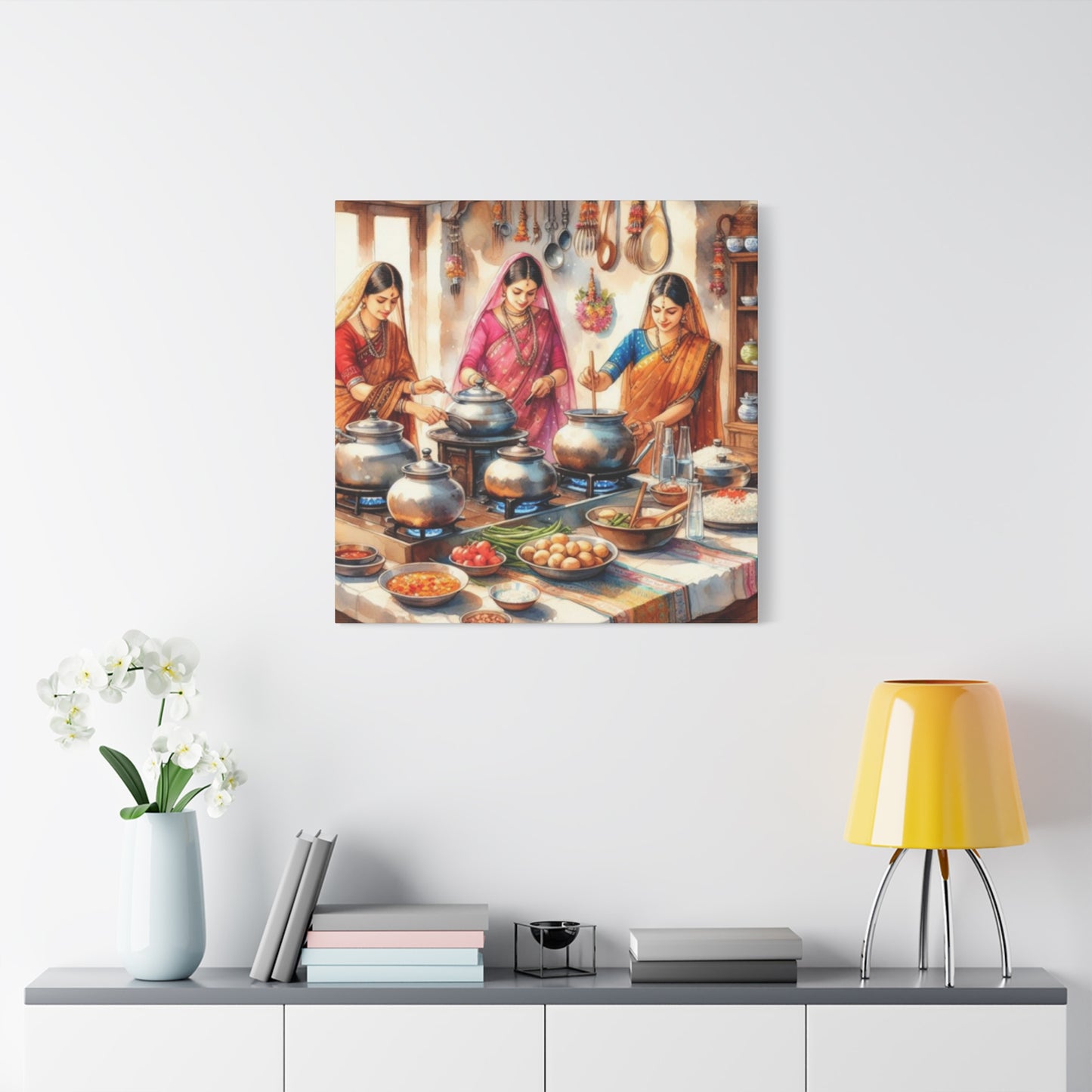 Indian Women Cooking Wall Art & Canvas Prints