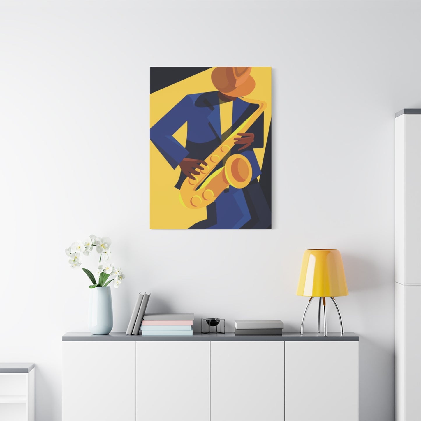 Artist With Saxophone Painting Jazz Wall Art & Canvas Prints