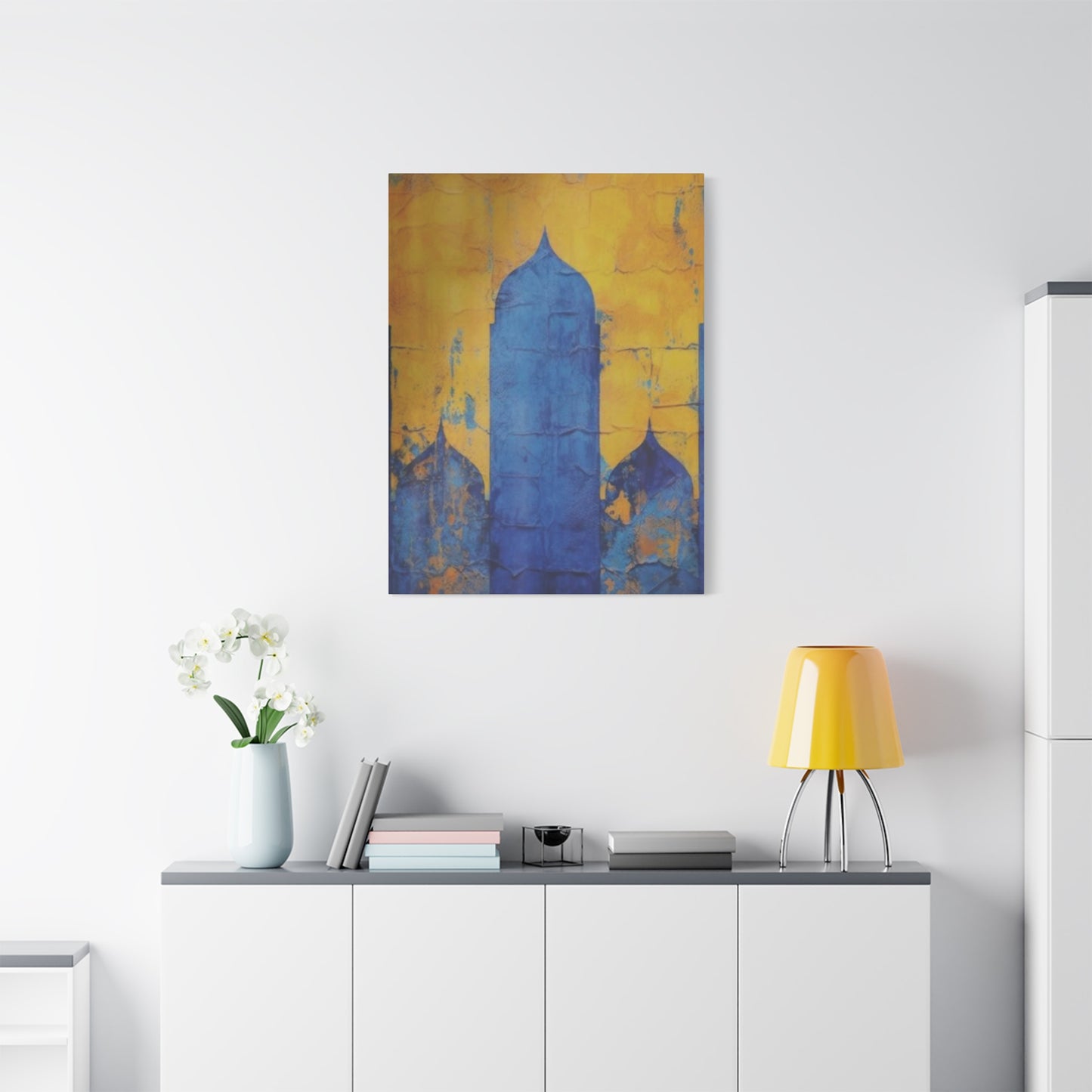 Blue & Yellow Architecture in Moroccan Wall Art & Canvas Prints