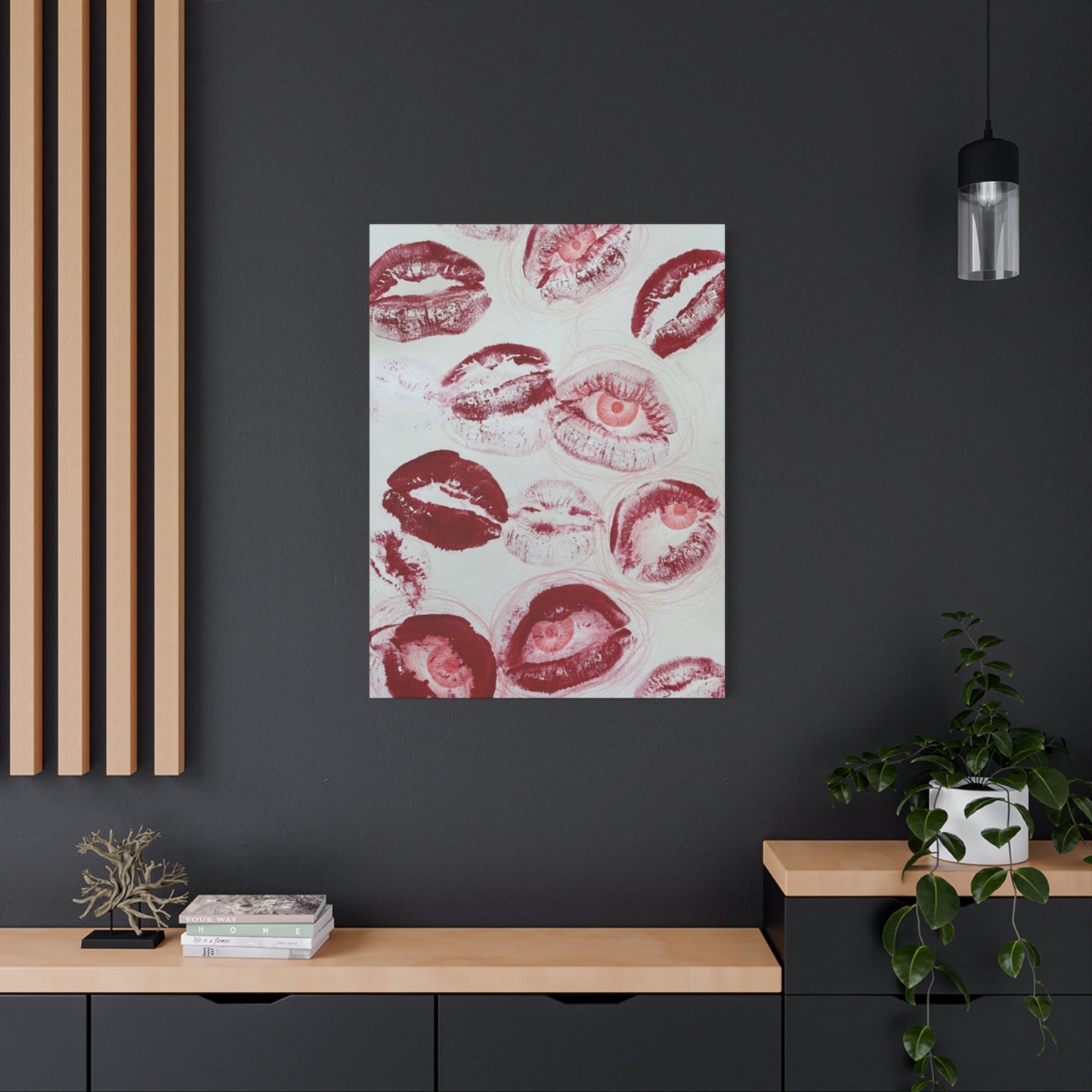 Cherry Color Lips Painting Wall Art & Canvas Prints