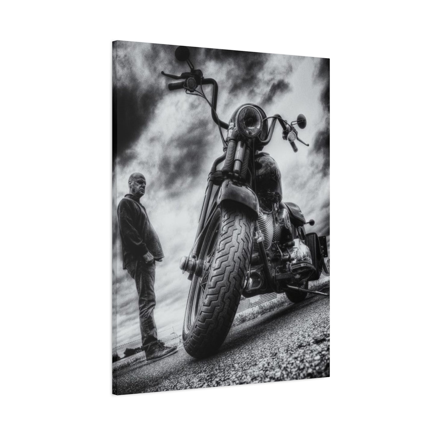 Black & White Classic Motorcycle Wall Art & Canvas Prints