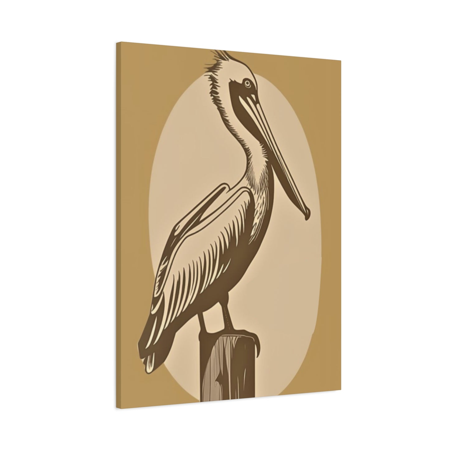 Long Beak Pelican Brown Painting Wall Art & Canvas Prints