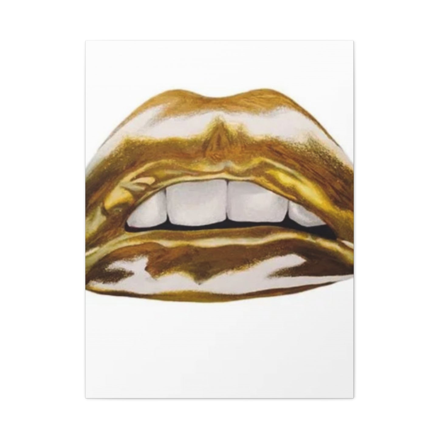 Golden Lips Abstract Painting Wall Art & Canvas Prints