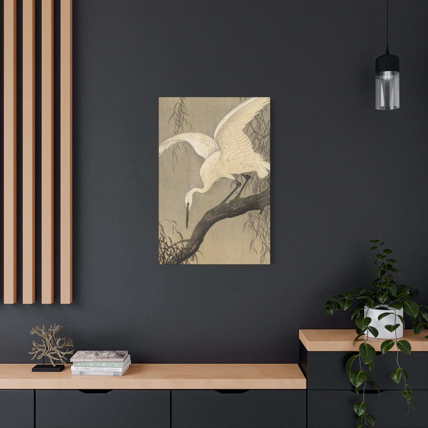 White Heron Painting Wall Art & Canvas Prints