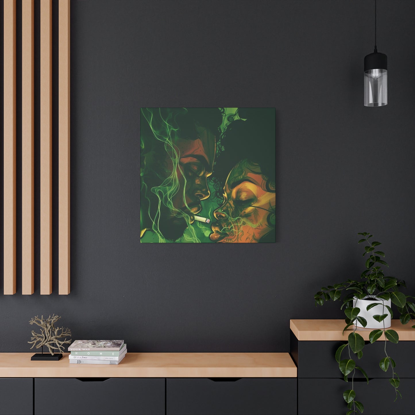 Couple With Joint Marijuana Wall Art & Canvas Prints