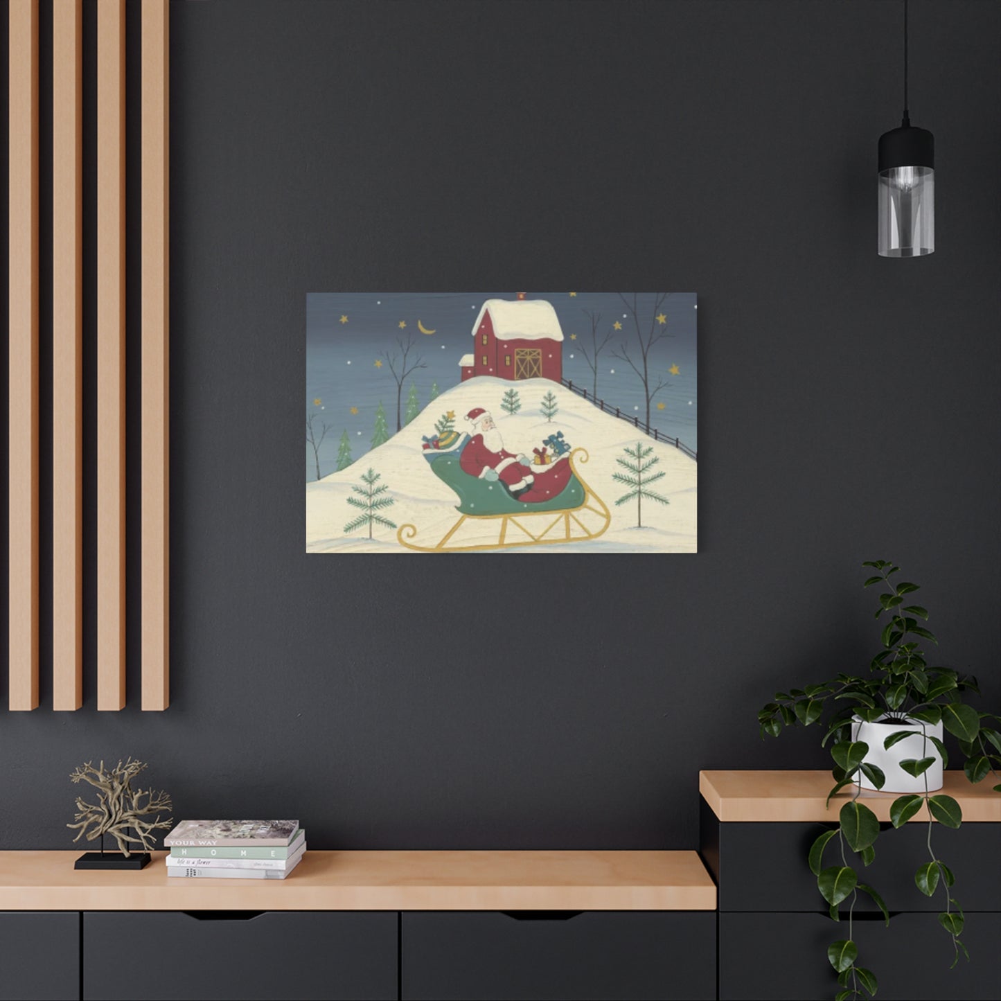 Santa Claus In Sledge Kimble Warren Wall Art & Canvas Prints