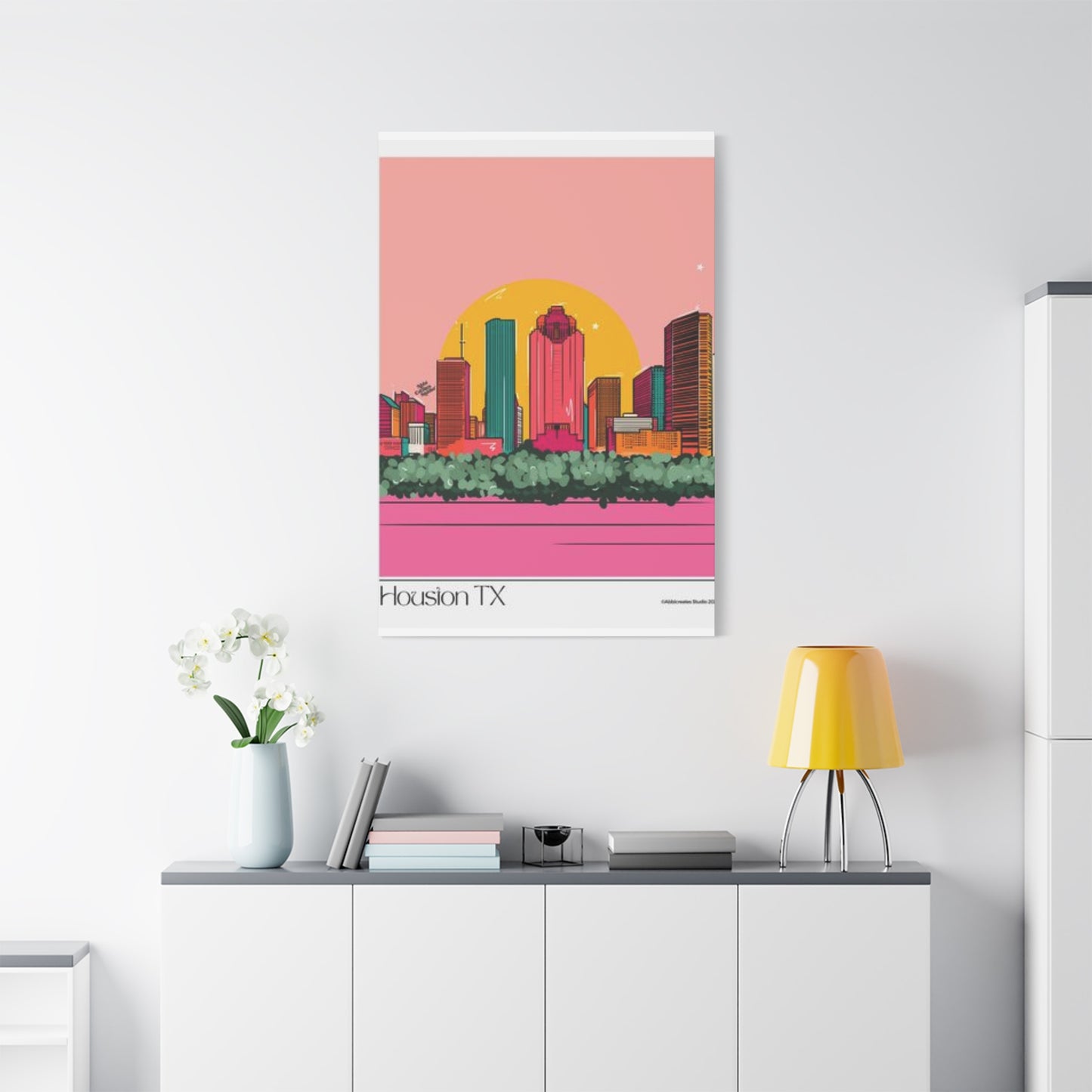 Color Houston Skyline Silhouette Wall Art & Canvas Prints