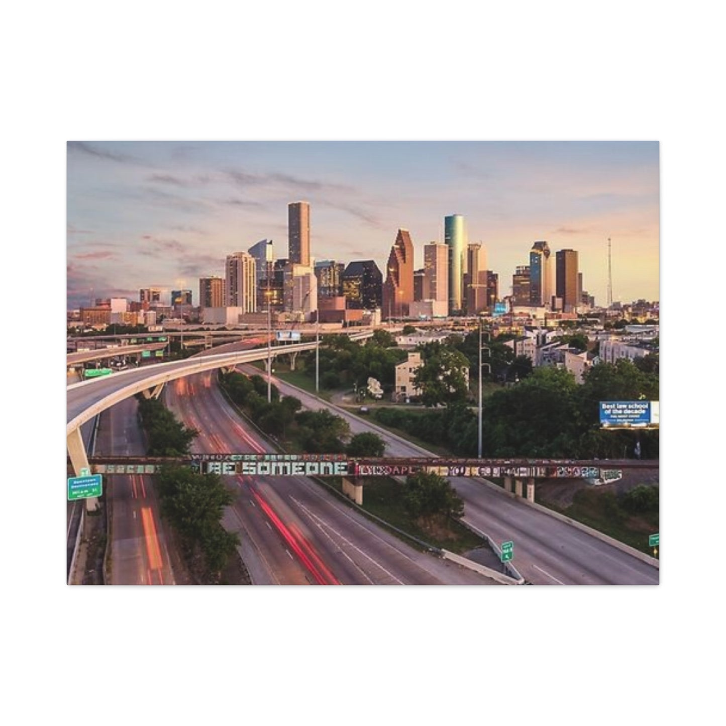 Highway In Houston Skyline Wall Art & Canvas Prints