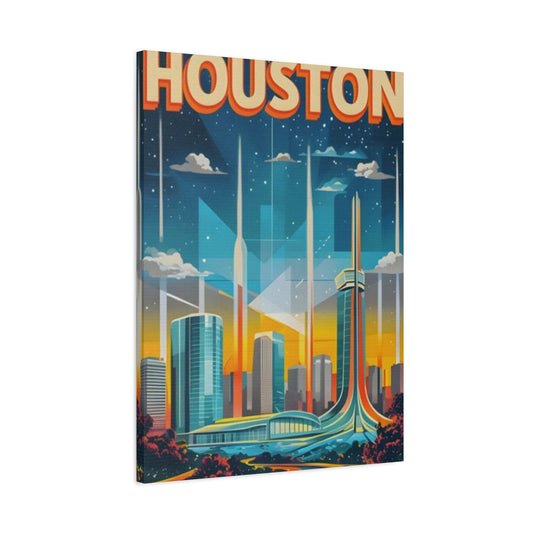 Sci-fi Houston Skyline Painting Wall Art & Canvas Prints