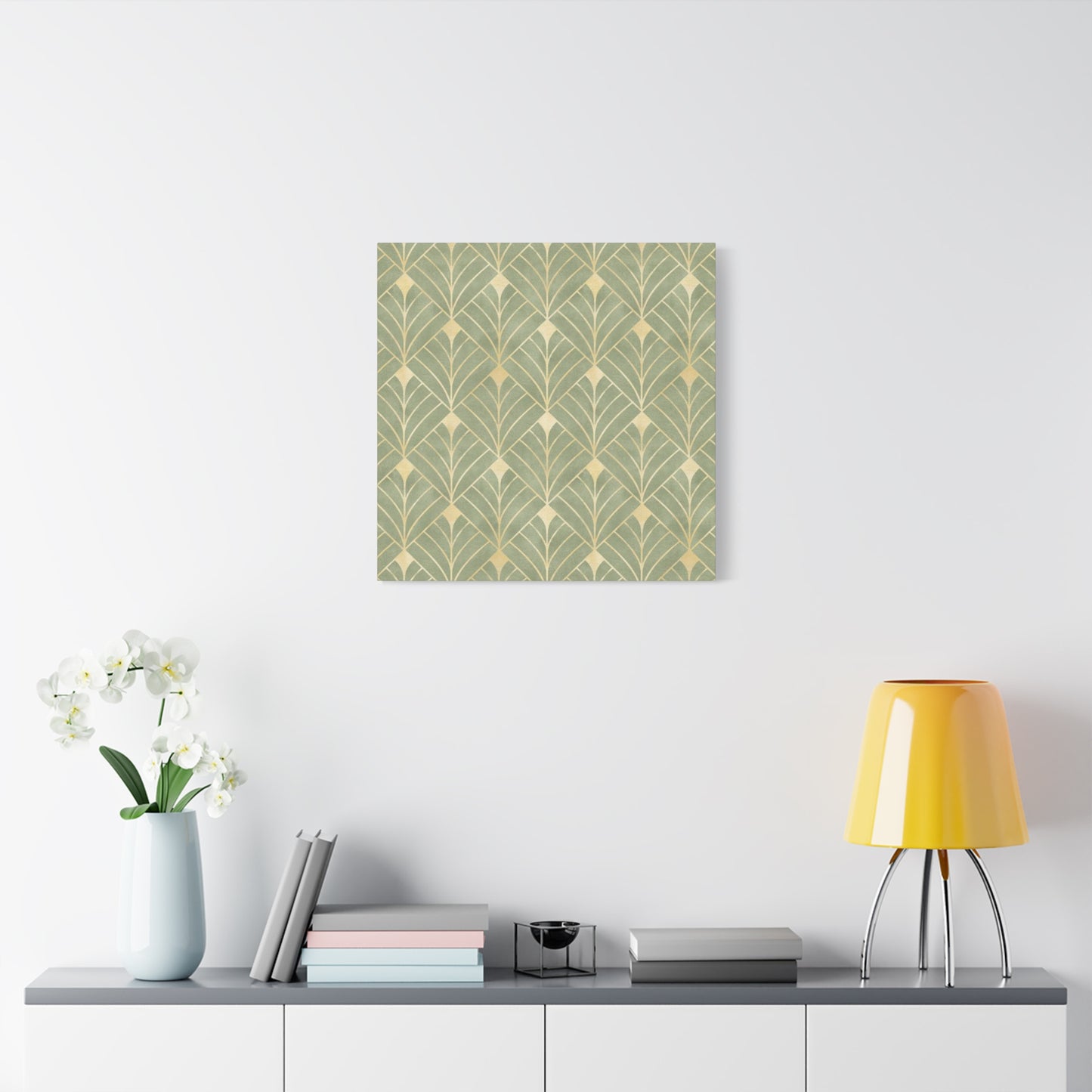 Light Olive Green Pattern Painting Wall Art & Canvas Prints