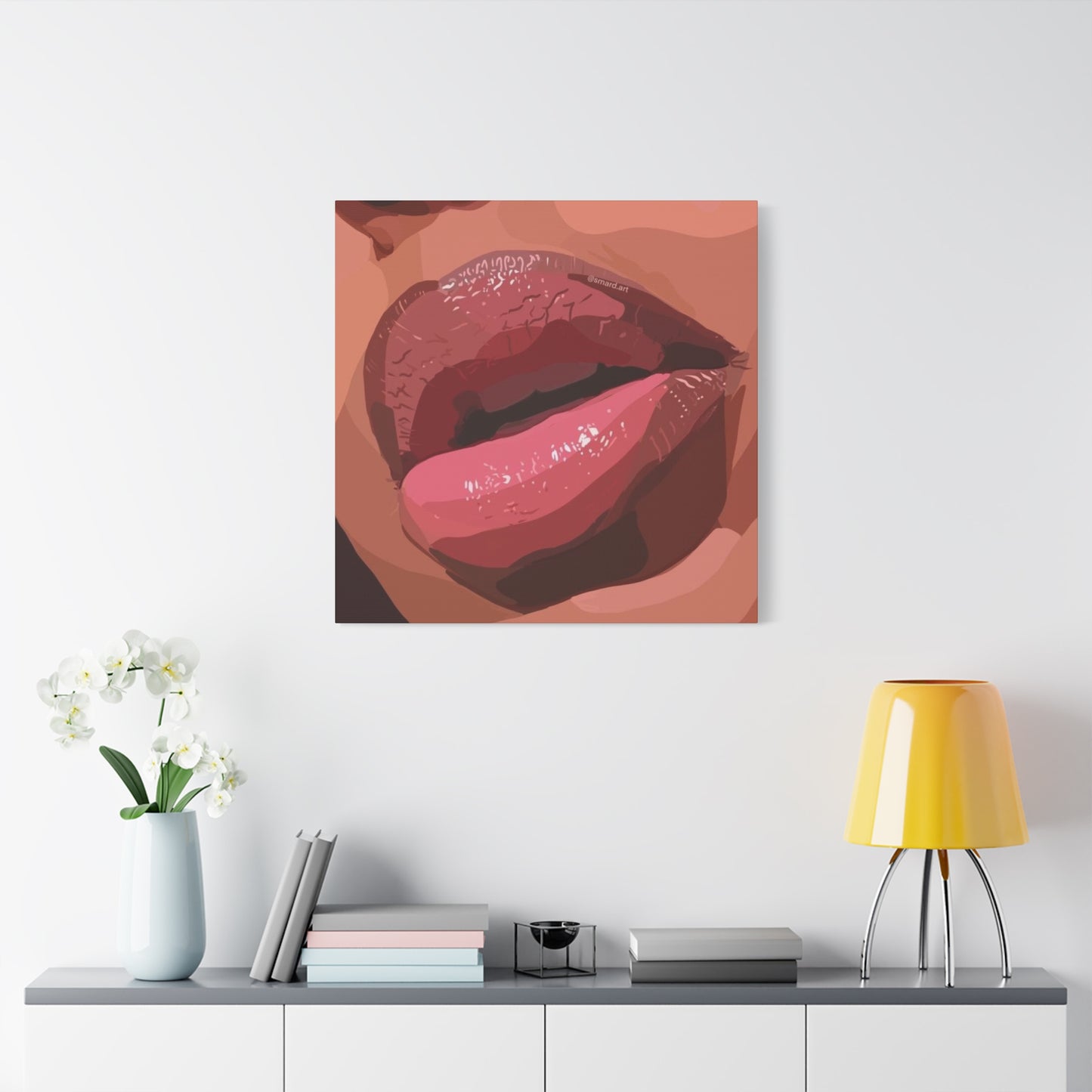 Model Dark Lips Painting Wall Art & Canvas Prints