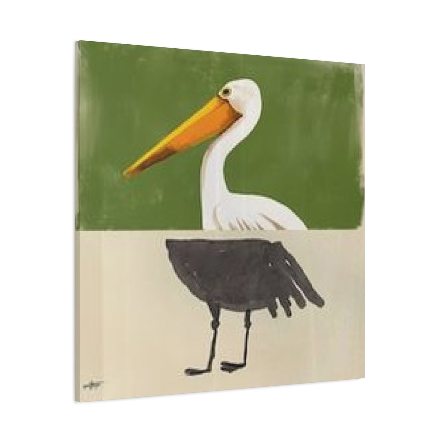 Black & White Pelican Cartoon Poster Wall Art & Canvas Prints