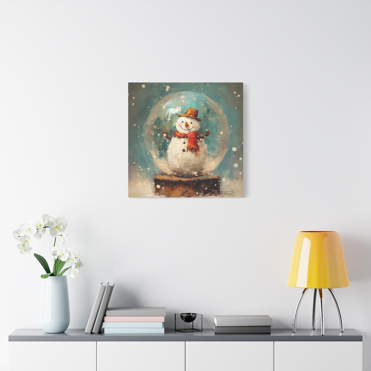 Snowman Snow Globe Wall Art & Canvas Prints