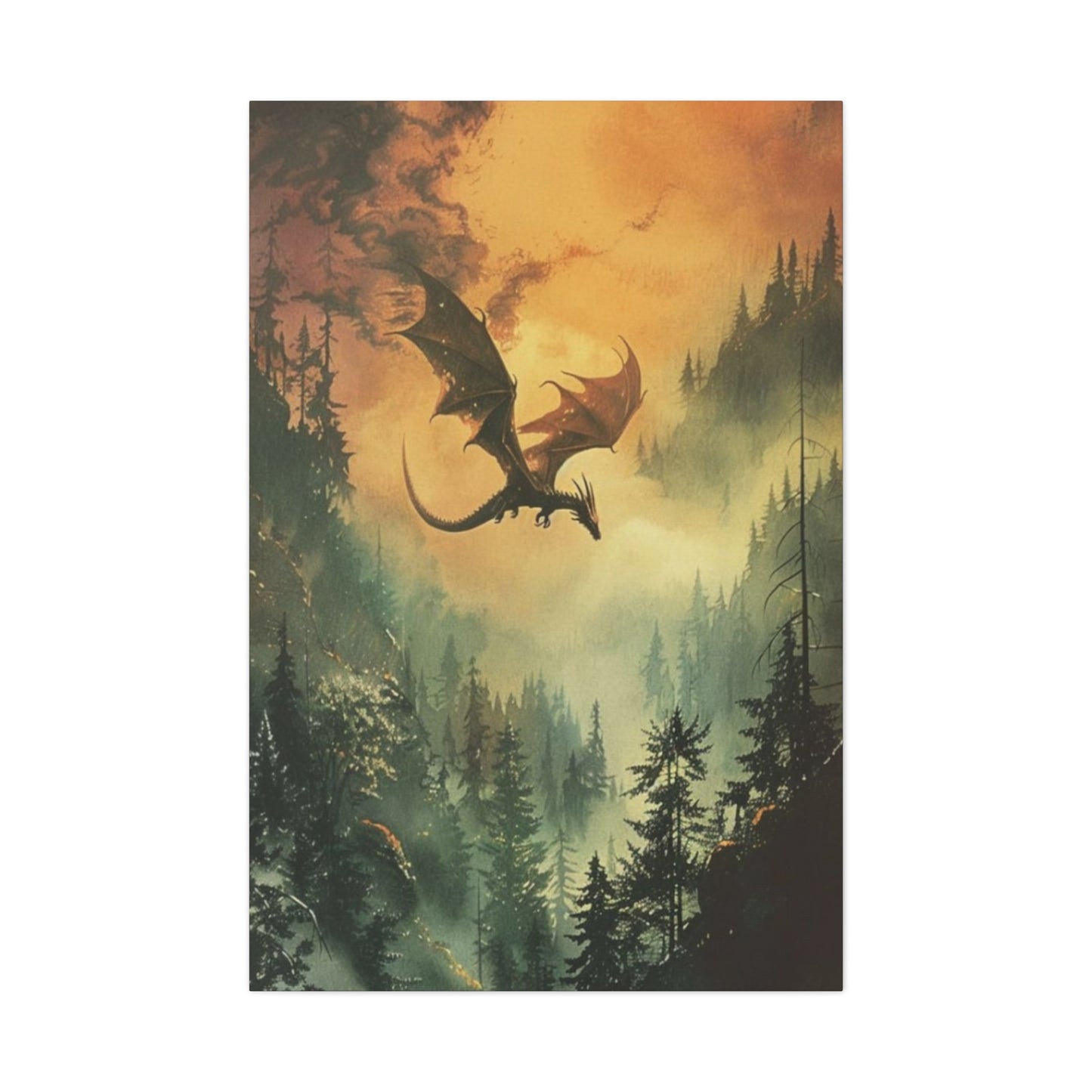 Dragon Flying over Forest Wall Art & Canvas Prints