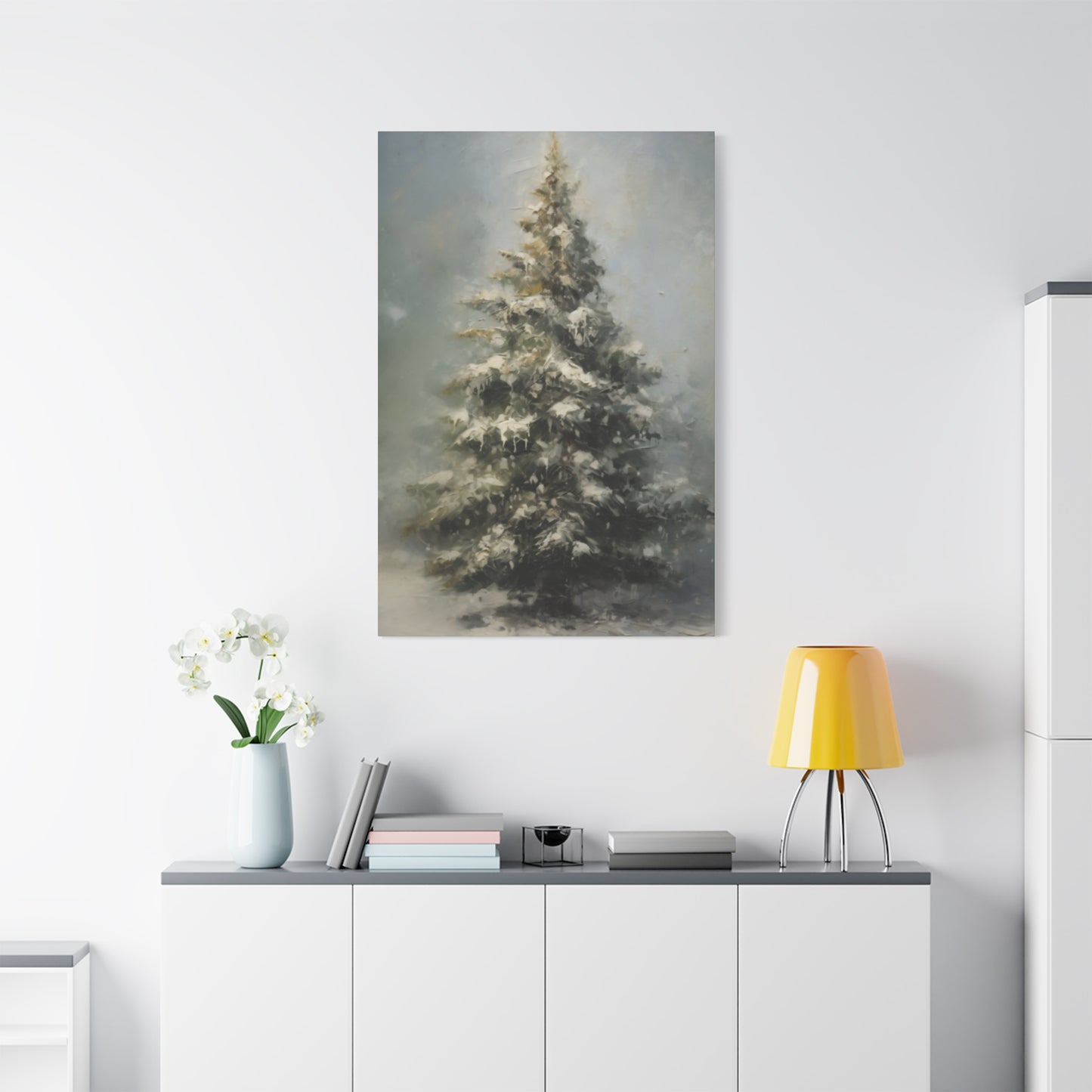 Snowy Christmas Tree Wall Art & Canvas Prints