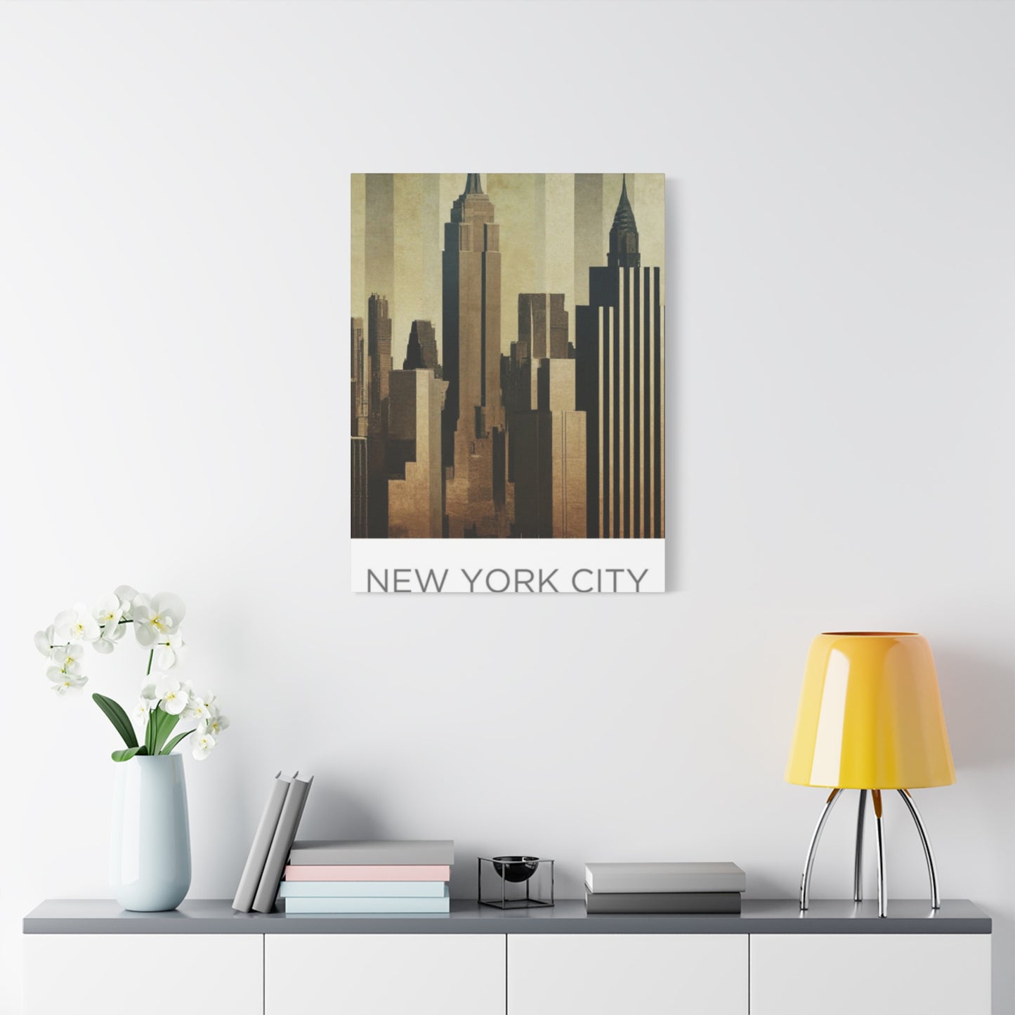 Sepia Tone City Skyline NYC Skyline Wall Art & Canvas Prints