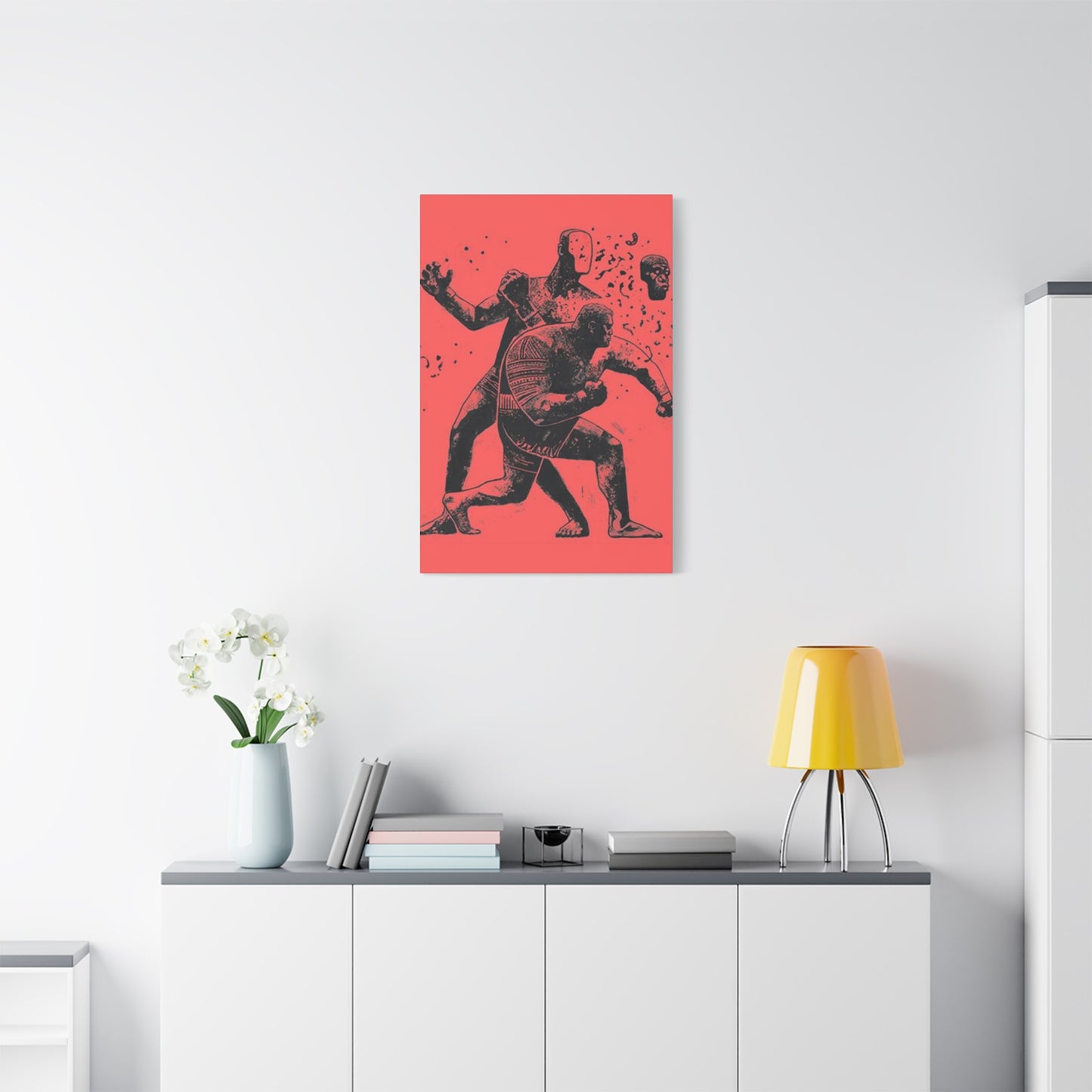 Two Men Boxing Mixed Media Wall Art & Canvas Prints