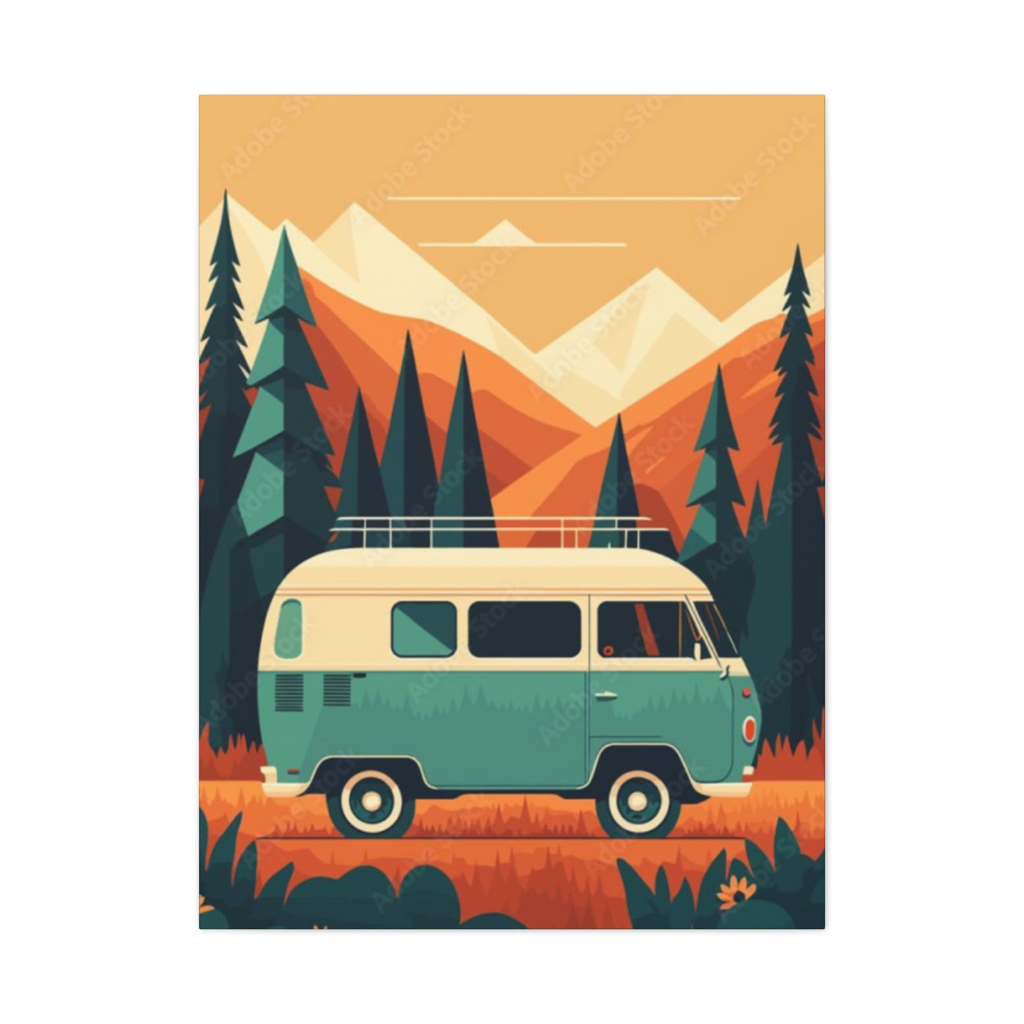 Camper Van in National Park Wall Art & Canvas Prints