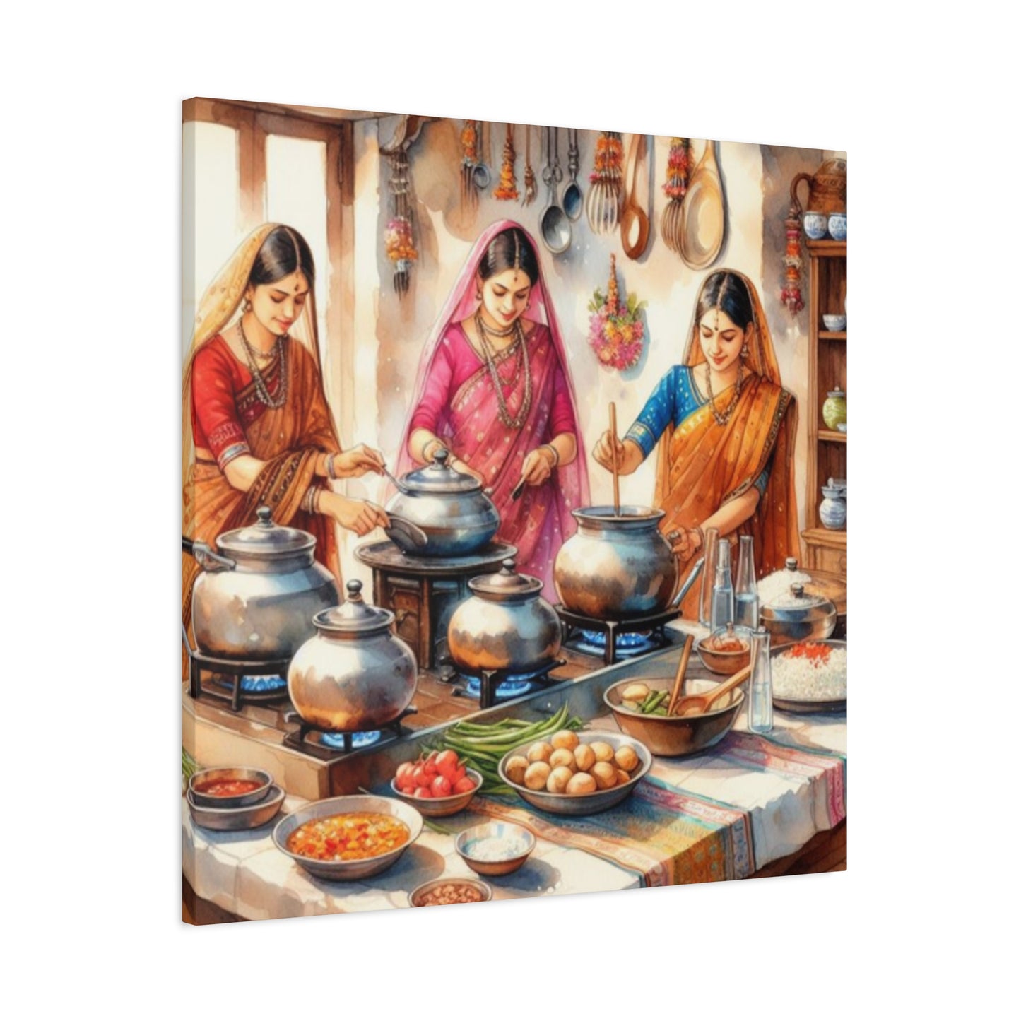 Indian Women Cooking Wall Art & Canvas Prints