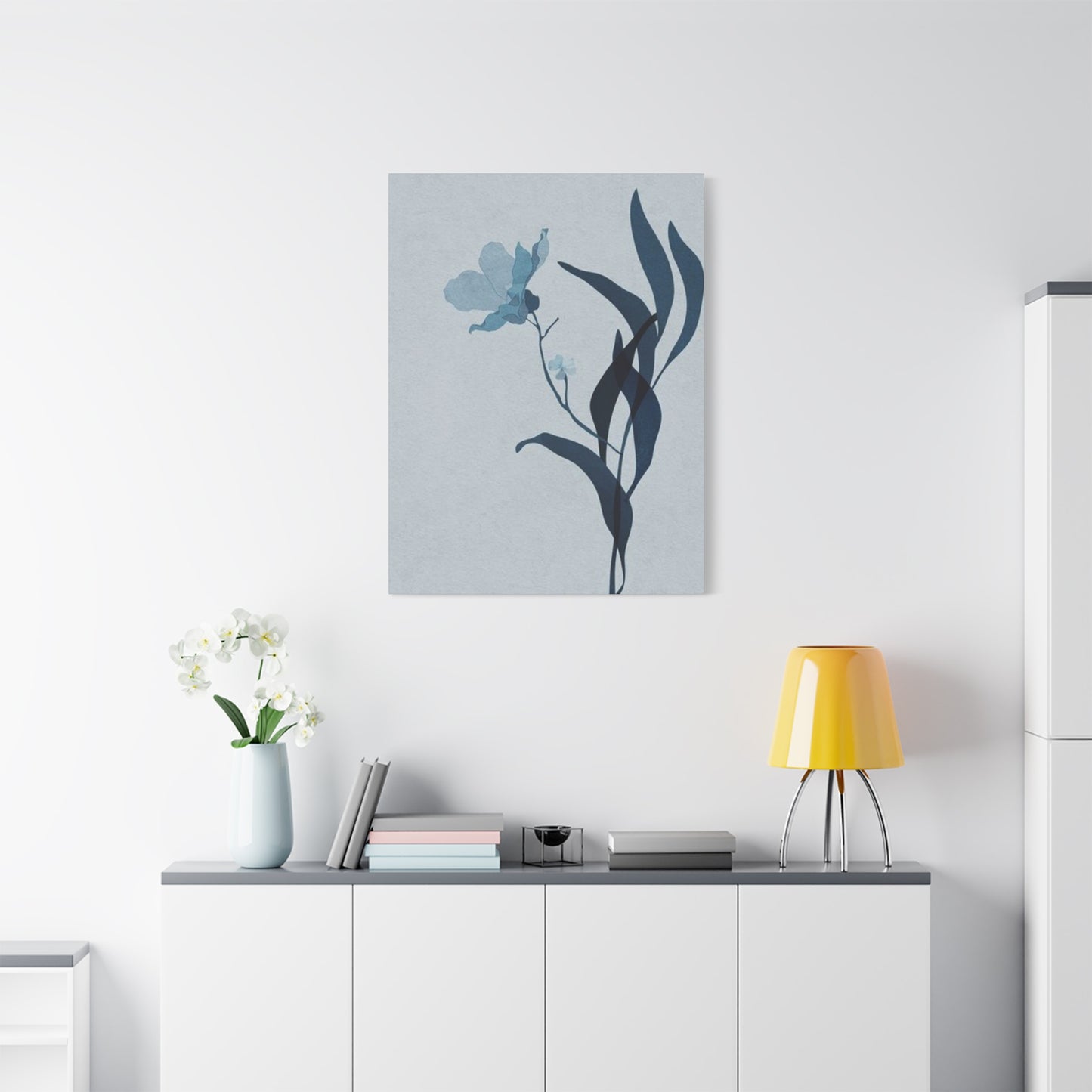 Blue Flower with Leaf Entryway Wall Art & Canvas Prints