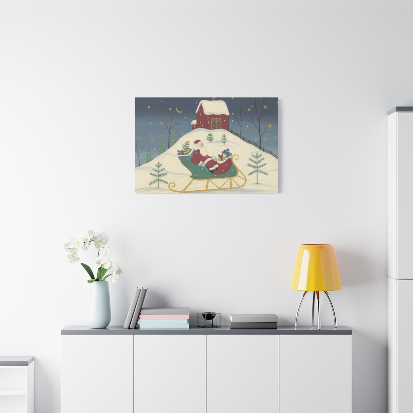 Santa Claus In Sledge Kimble Warren Wall Art & Canvas Prints